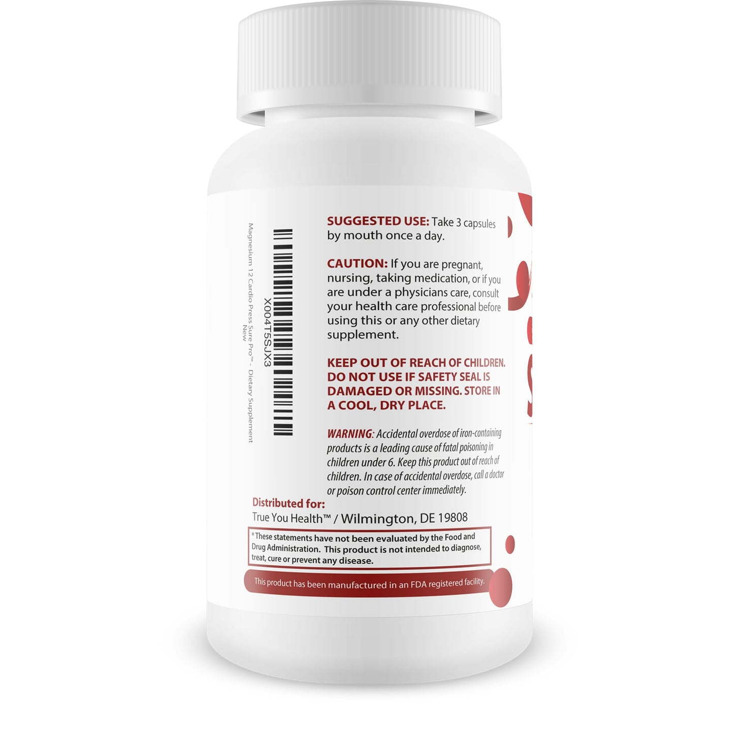 True You Health Magnesium 12 Cardio Press Sure Pro Capsules 90 Count