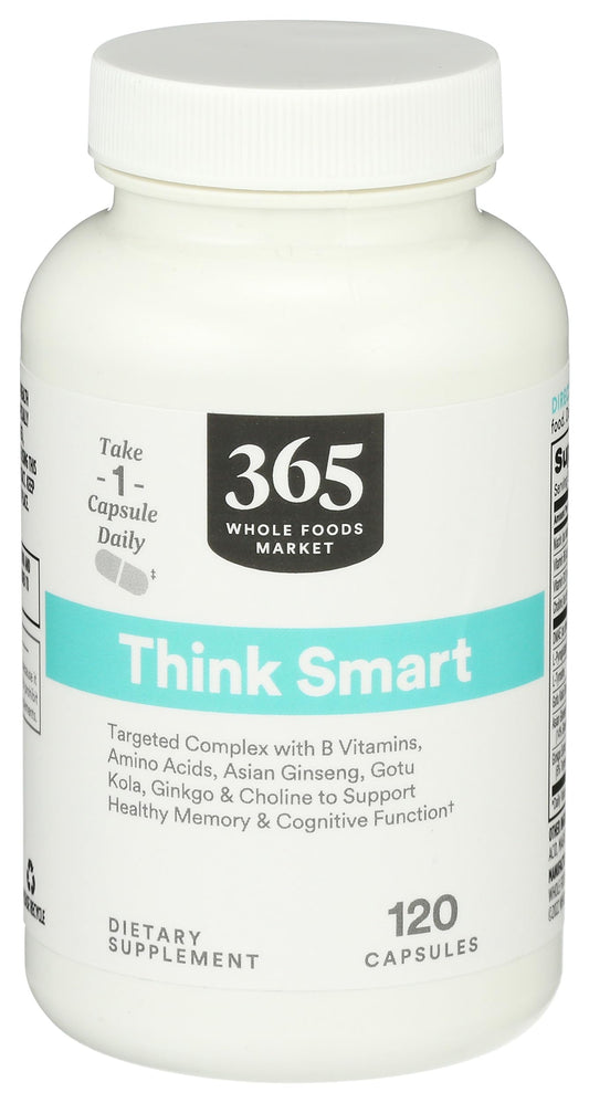 365 by Whole Foods Market Think Smart with B Vitamins, Amino Acids, Ginkgo, Asian Ginseng, Gotu Kola, & Choline Capsules 120