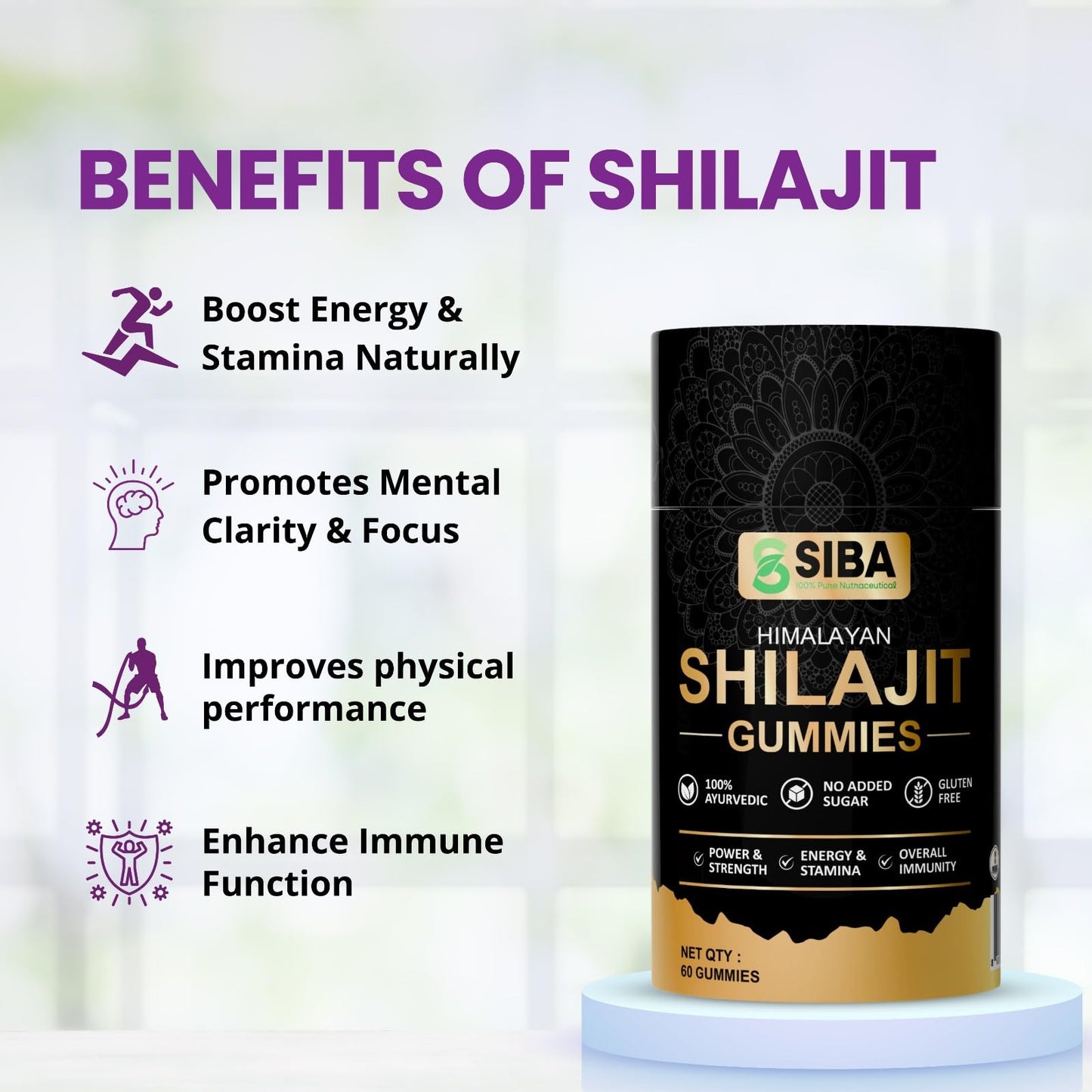 Siba Nutraceutical LLC SIBA Ultra Pure Himalayan Shilajit Gummies, 60 Count