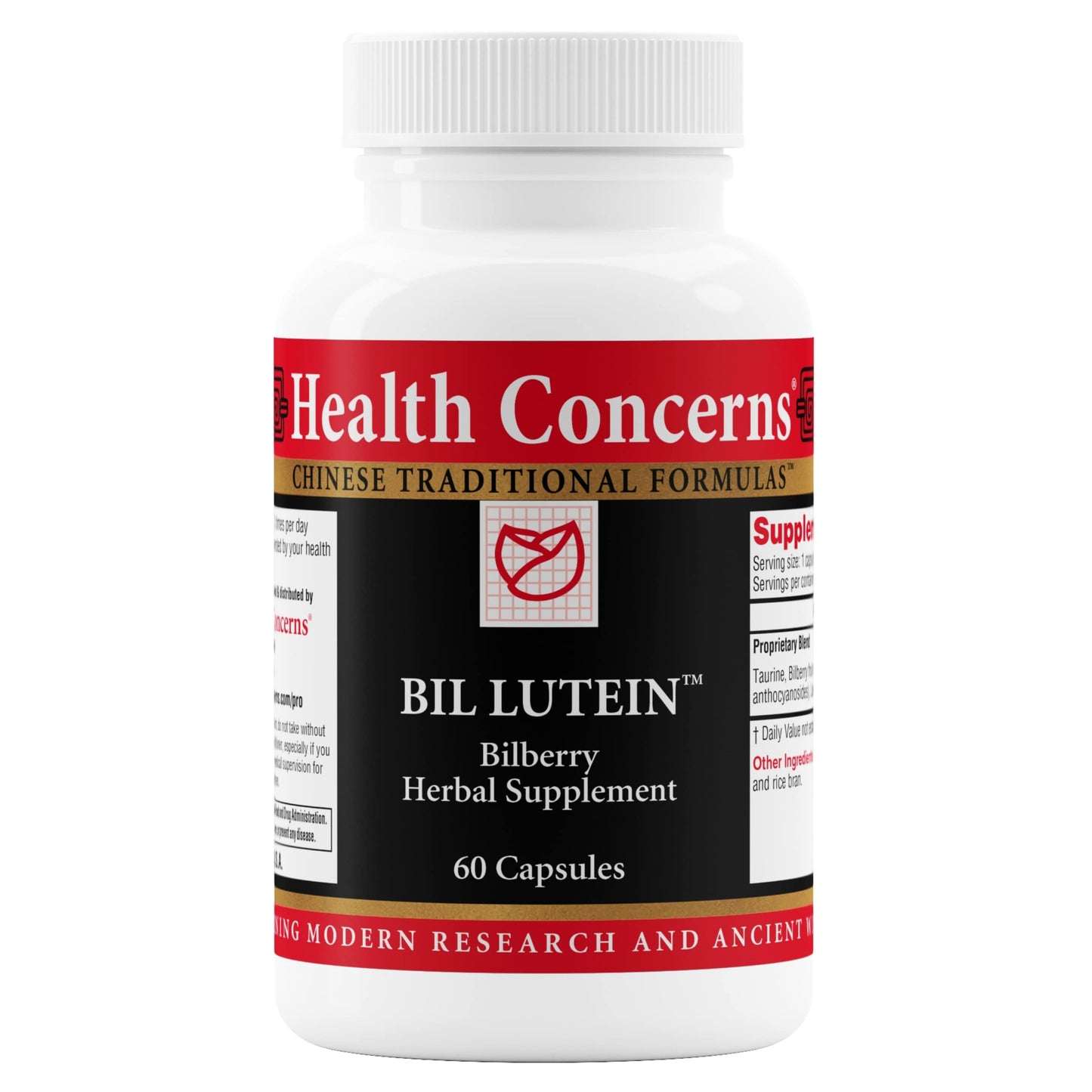 Health Concerns Bil Lutein Eye Health & Vision Support with Lutein, Bilberry & Taurine, 60 Capsules