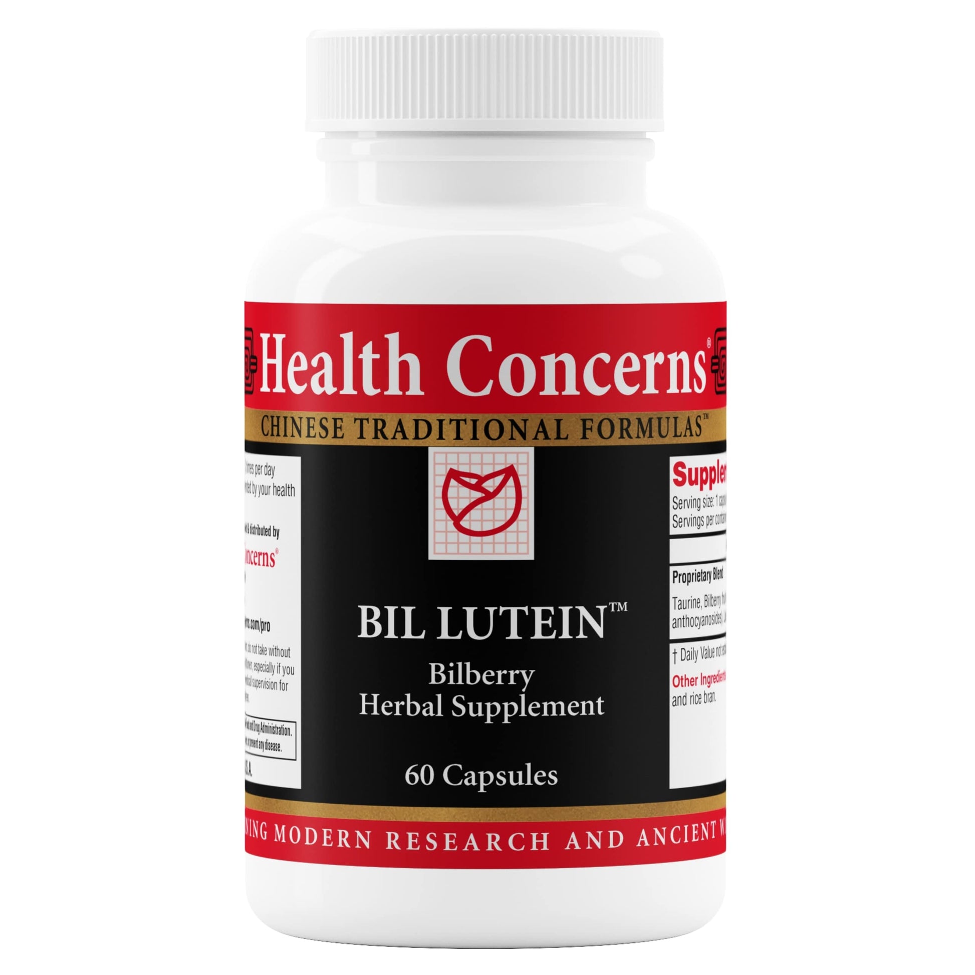 Health Concerns Bil Lutein Eye Health & Vision Support with Lutein, Bilberry & Taurine, 60 Capsules