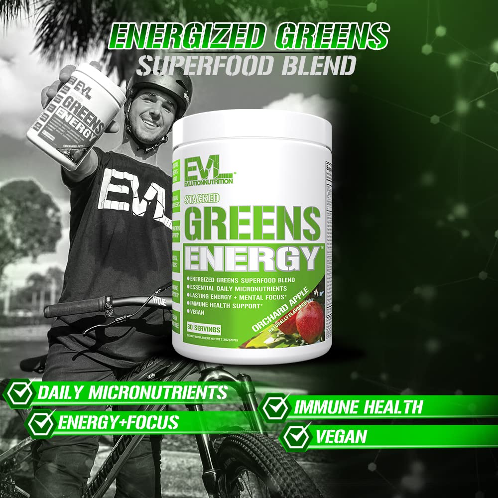 Evlution Stacked Greens Energy Powder 7.3 Ounce