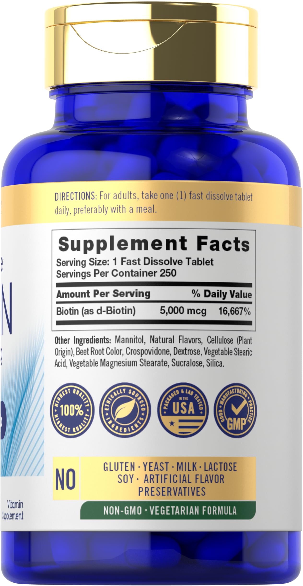 Carlyle Biotin 5000mcg Fast Dissolve Tablets, 250 Count