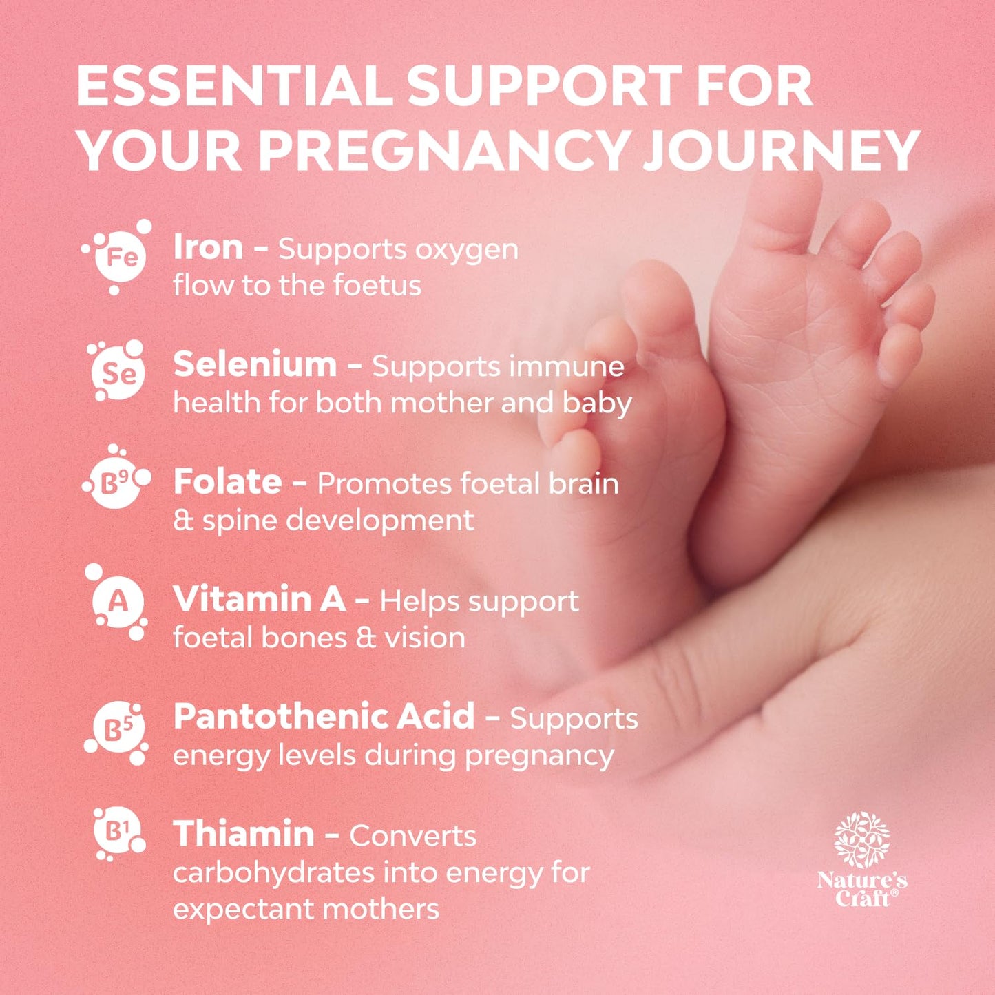Natures Craft Vegan Prenatal Gummies for Women Gummy 90 Count