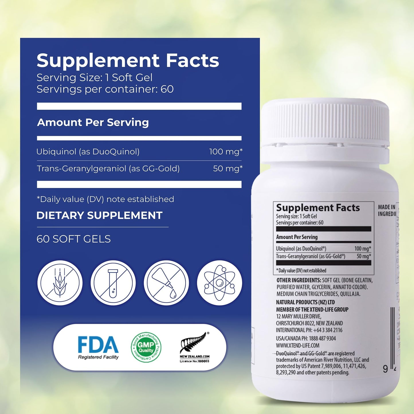 Xtendlife Xtend-Quinol Ubiquinol CoQ10 Supplement Softgels 60