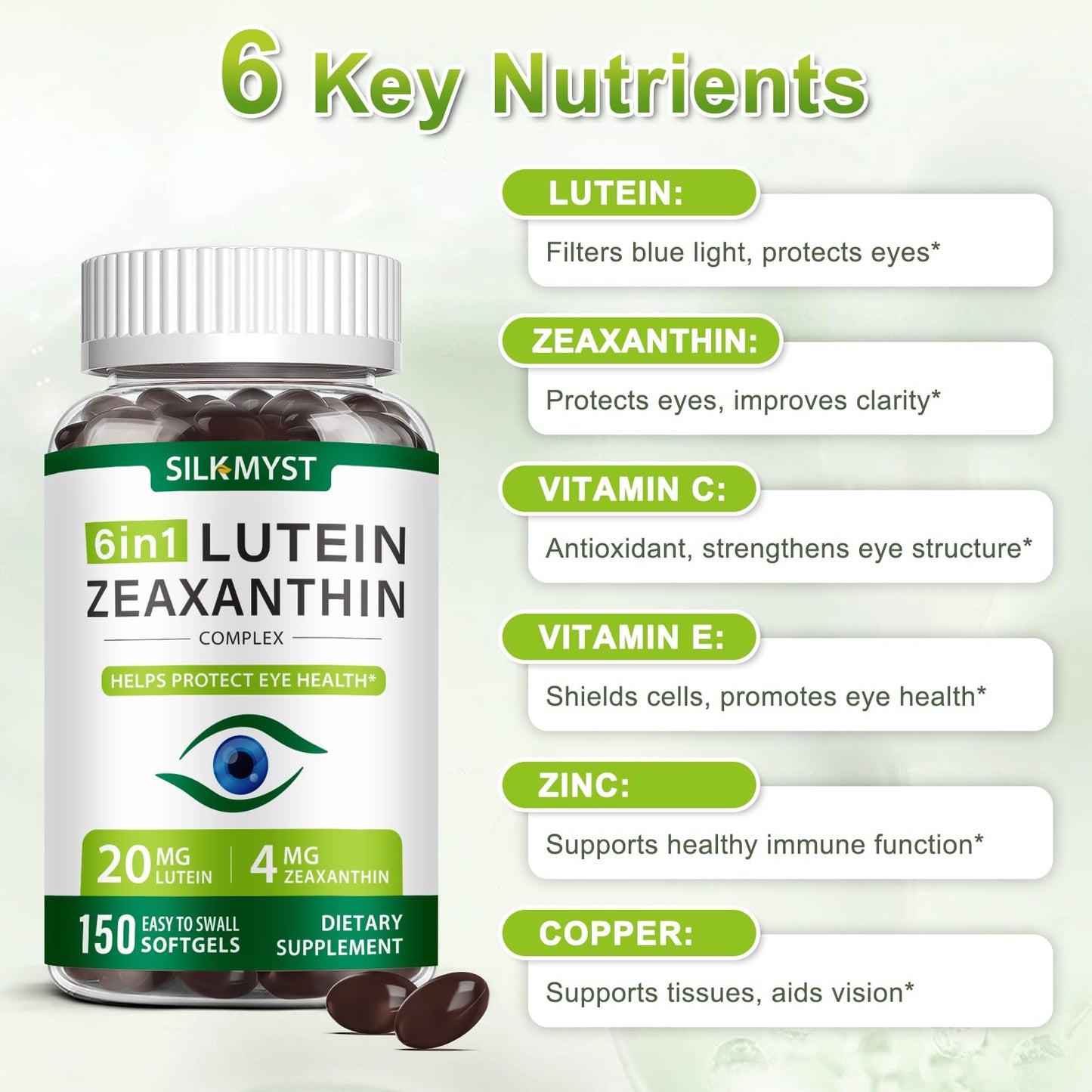 SILKMYST Lutein and Zeaxanthin Softgels 150