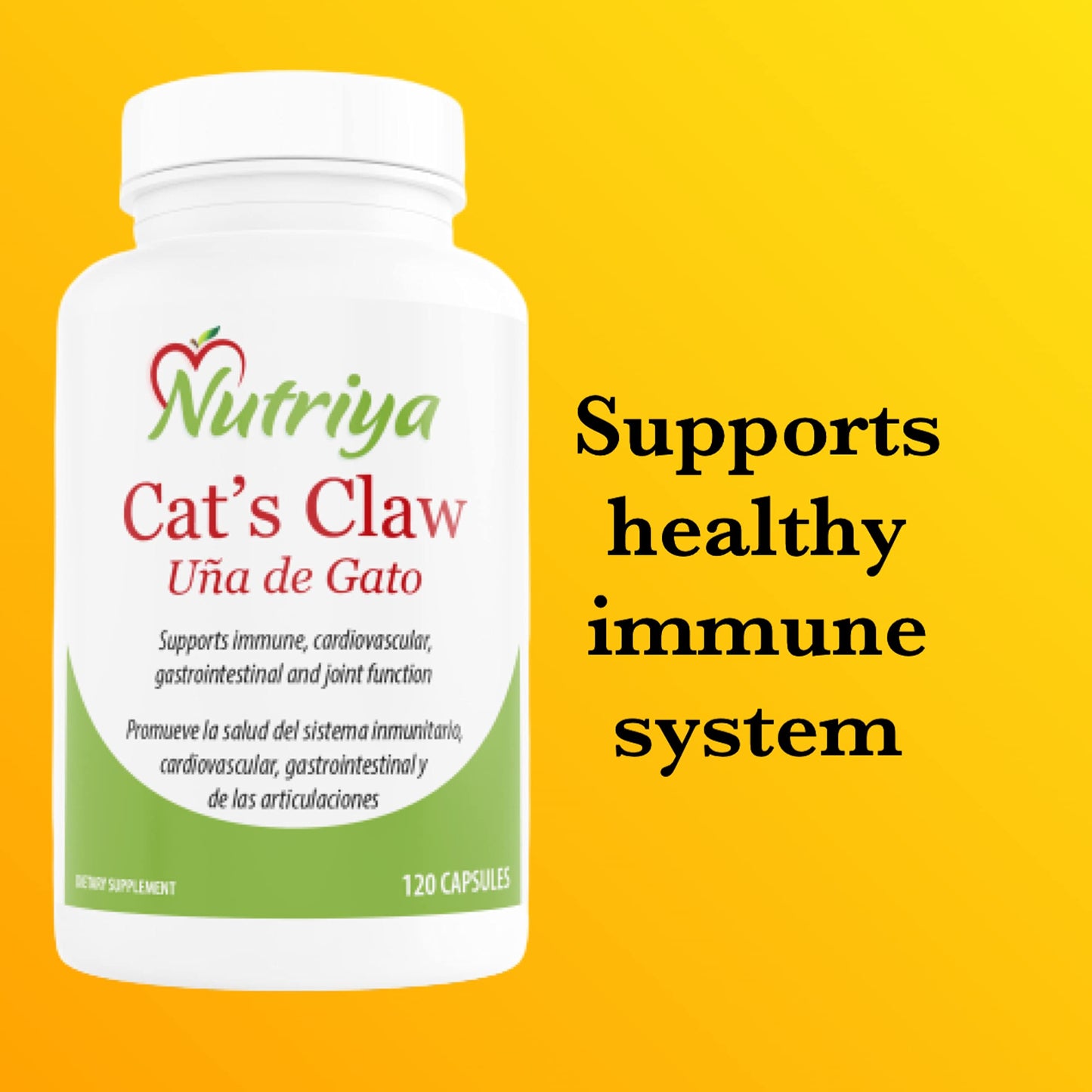 Nutriya Cat's Claw (Uña de Gato) Uncaria Tomentosa Vegetarian Capsules 120 Count