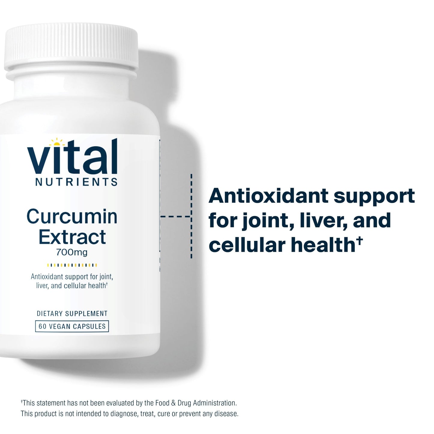 Vital Nutrients Curcumin Extract 700mg with Black Pepper Extract Capsules, 60 Count