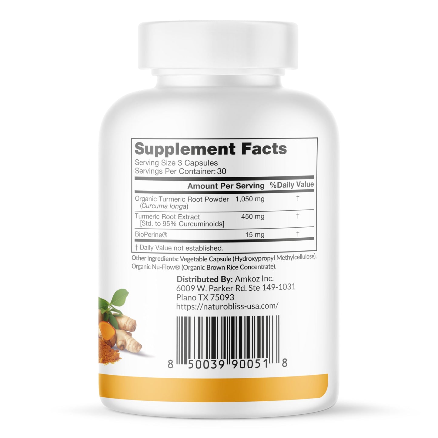 NaturoBliss Turmeric Curcumin with BioPerine 1500mg, 90 Capsules