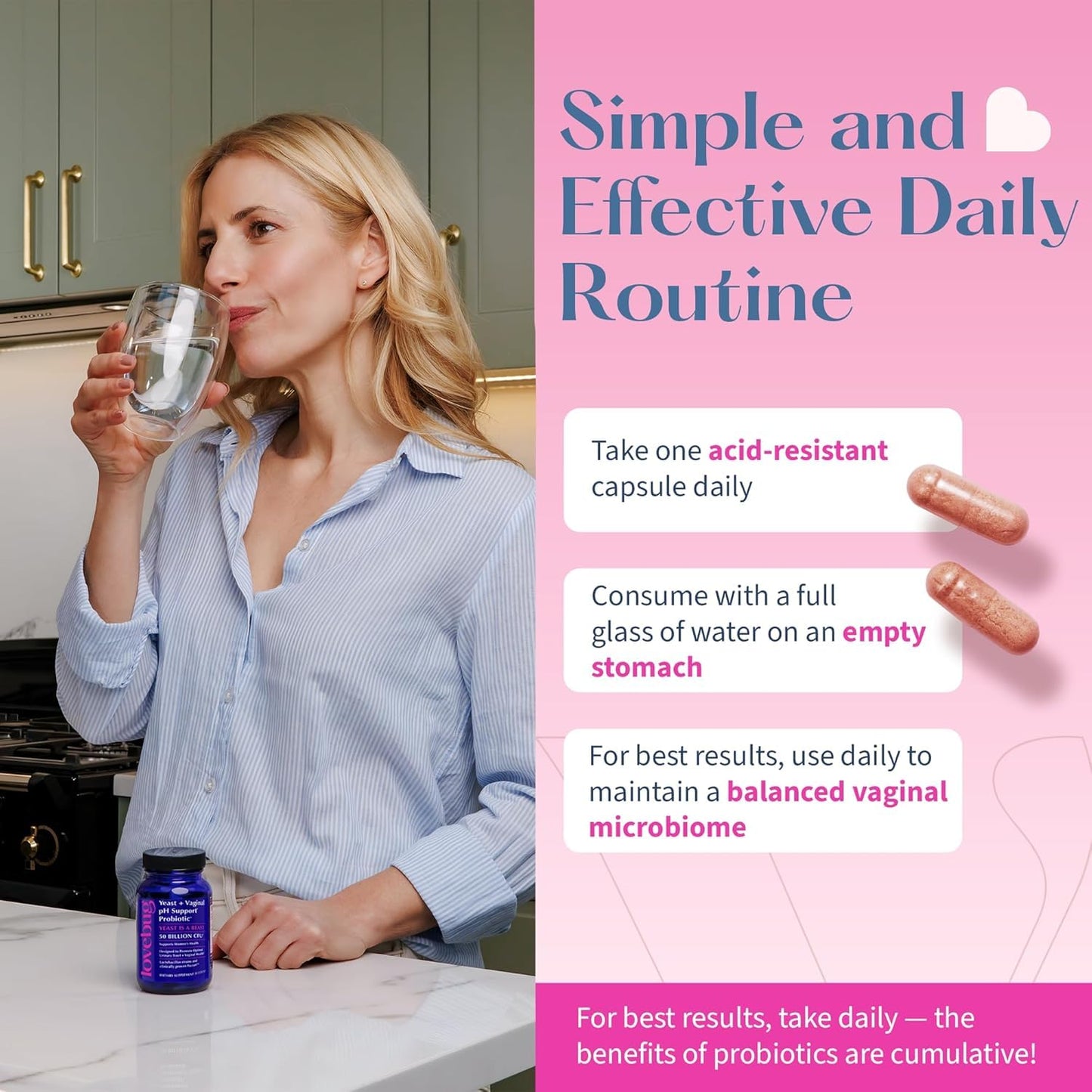 LOVEBUG Probiotics for Women with Pancran – Multi-Strain Probiotic Supporting UTI, BV, Odor & PH Balance - Vaginal Probiotics for Womens Intimate Flora & Digestive Health Capsules, 30 Count