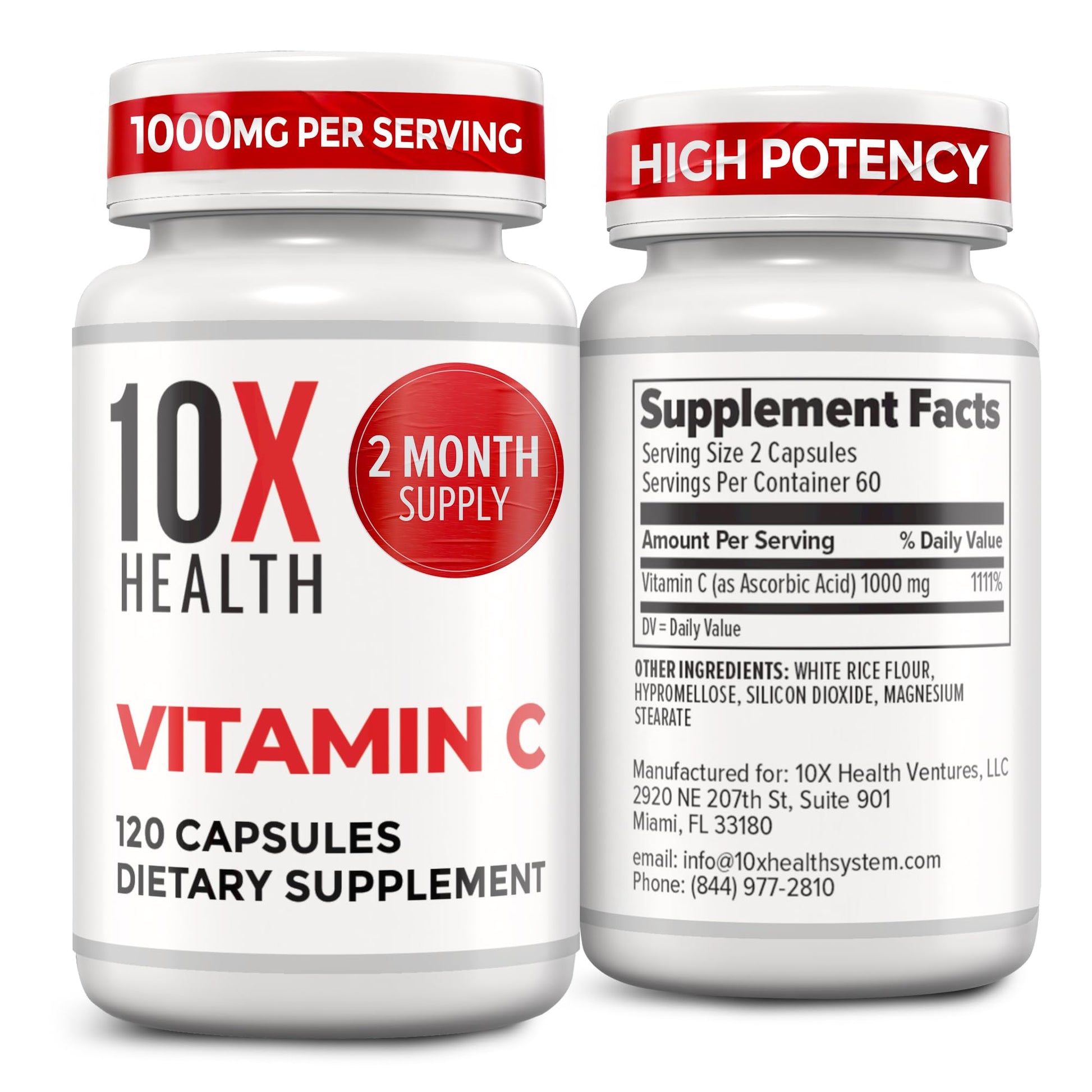 10X Health System Vitamin C 1000mg Capsule, 120 Capsules