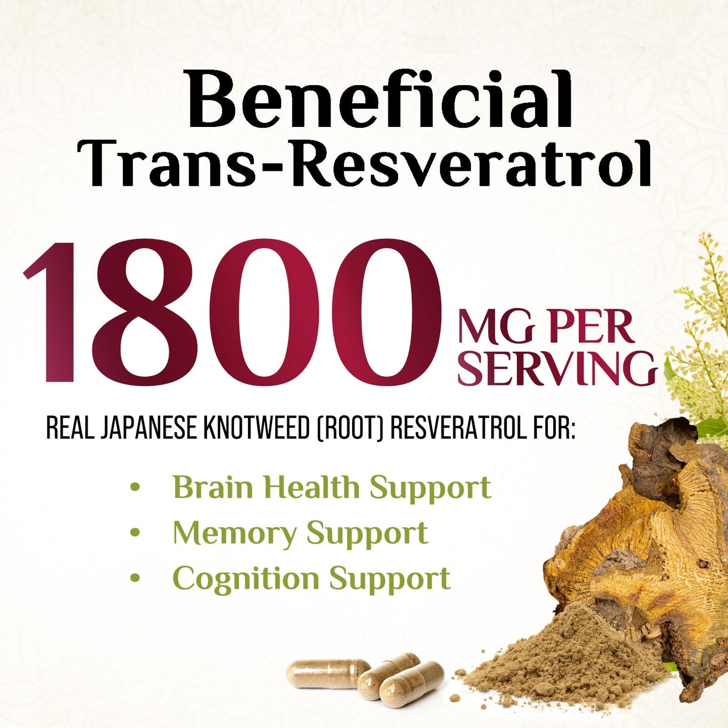 Nature's Nutrition Resveratrol Supplement - 1800mg Per Serving Extra Strength Resveratrol Blend Capsule, 60 Capsules