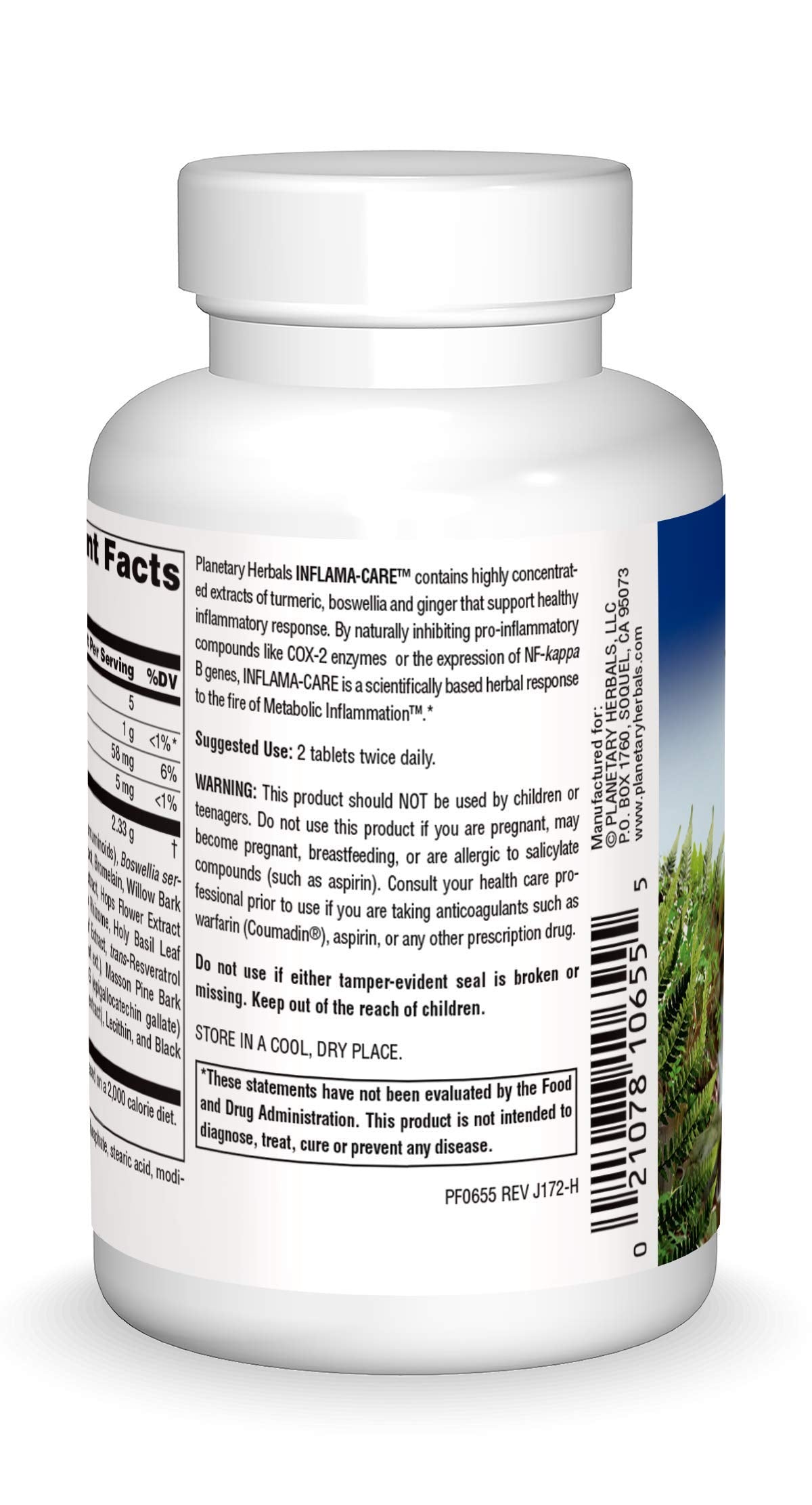 Planetary Herbals Inflama-Care 1165mg Turmeric/Boswellia Complex Tablet, 60 Count