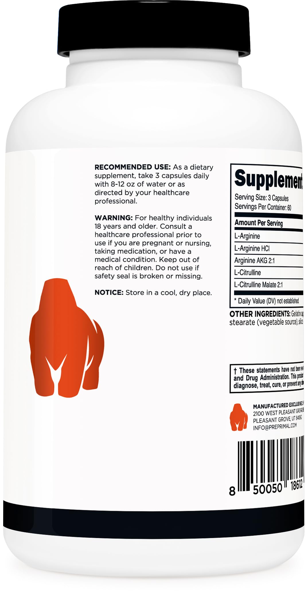 Primal Nitric Oxide Booster (2,250mg) 180 Capsules