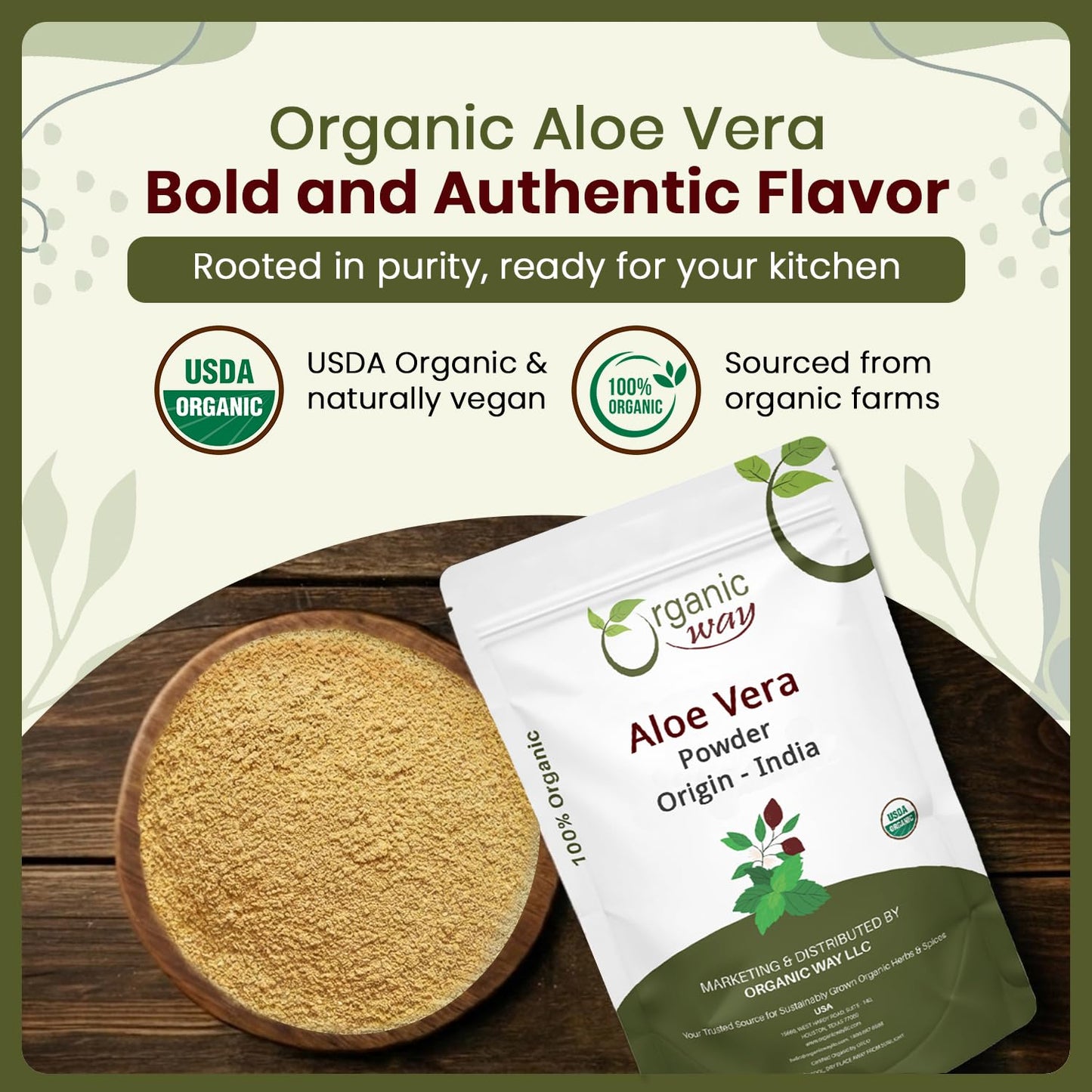 Organic Way Aloe Vera Leaf Powder (Aloe barbadensis), 4 oz