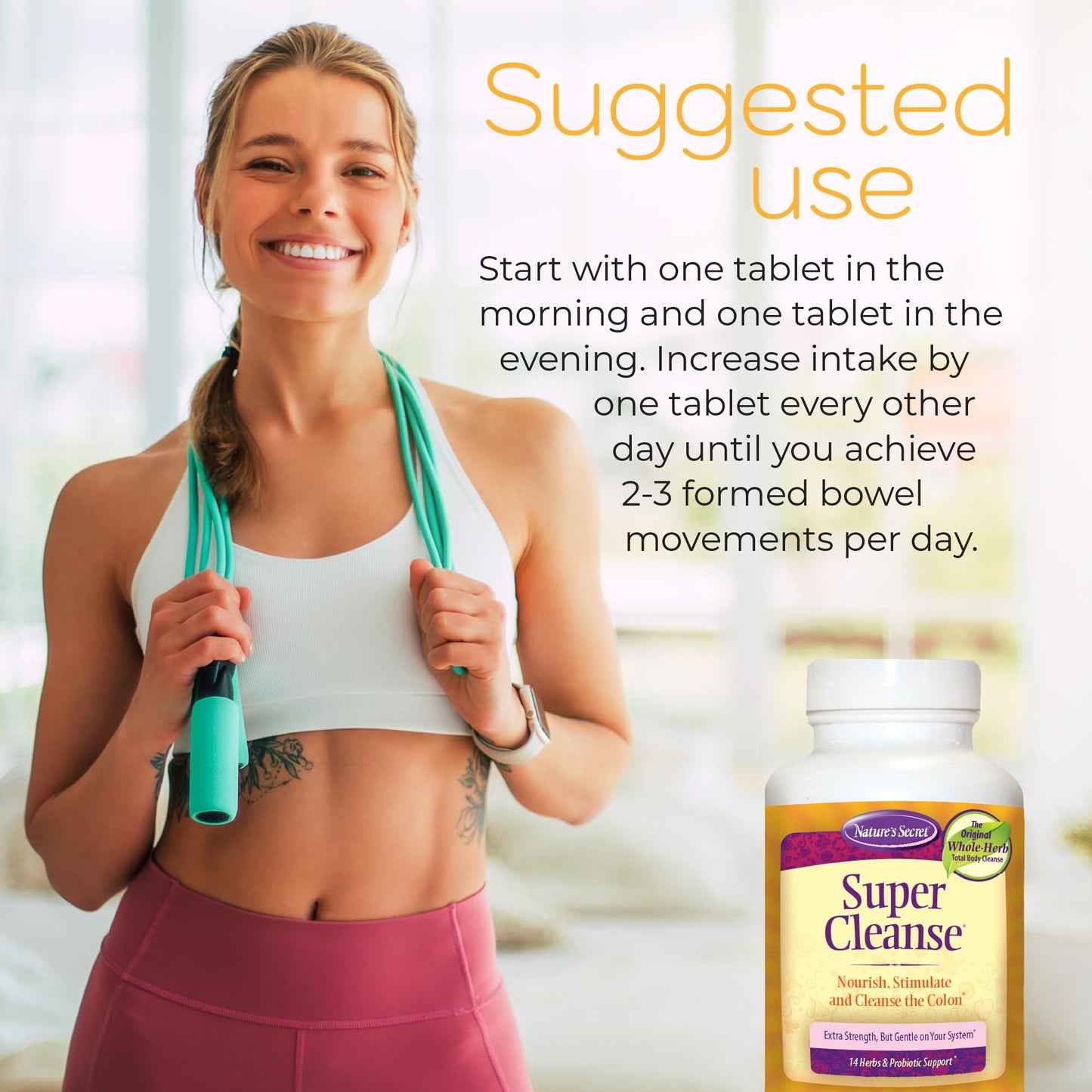 Nature's Secret Super Cleanse Extra Strength Colon Cleanse with 14 Herbs & Probiotic Support, 200 Tablets