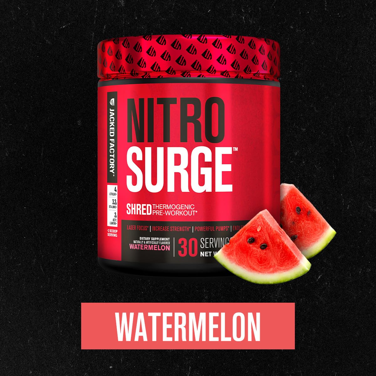 Jacked Factory Nitrosurge Shred Pre Workout Supplement Powder & Creatine Monohydrate Powder, 30 Servings Each
