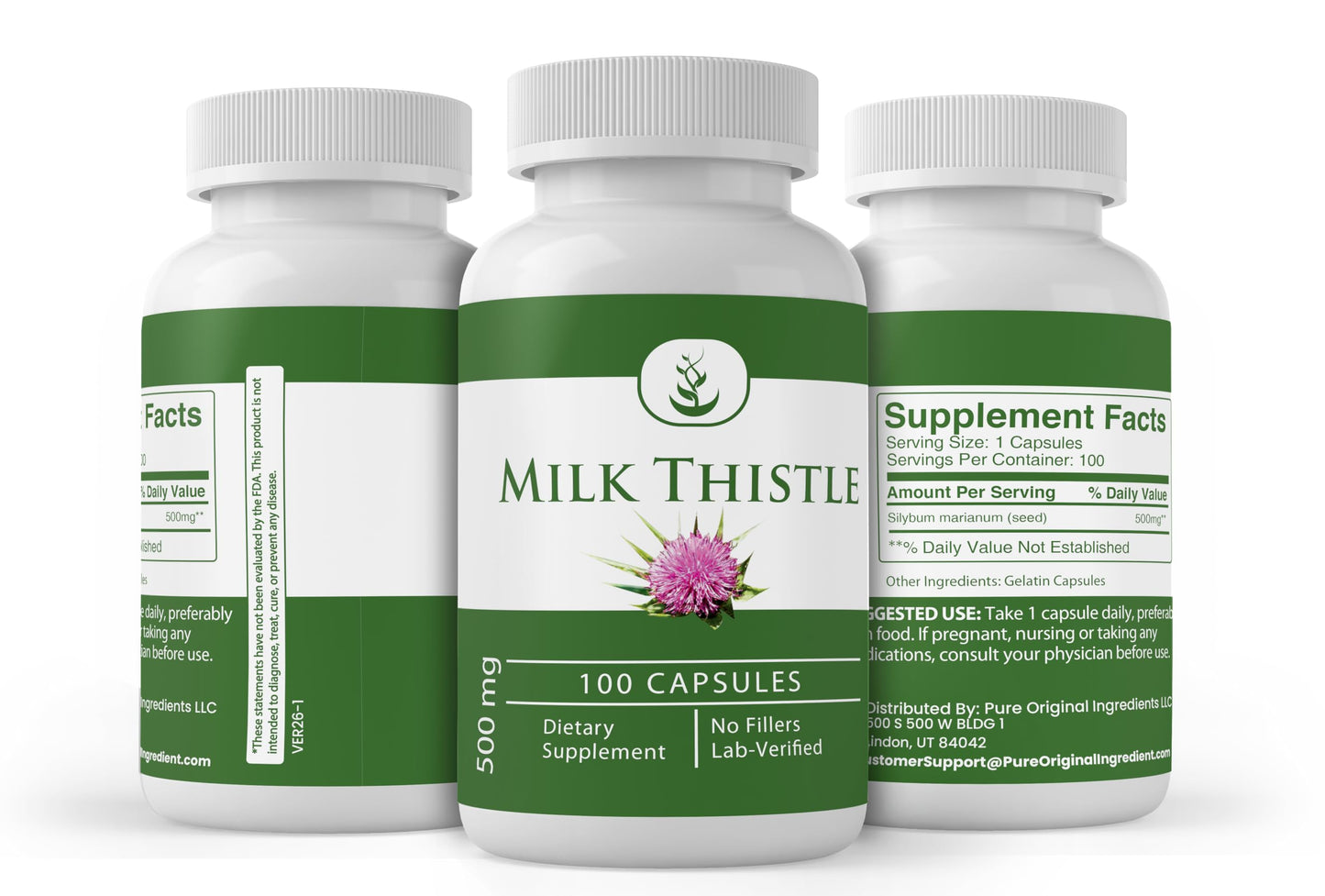 PURE ORIGINAL INGREDIENTS Milk Thistle Capsules 100