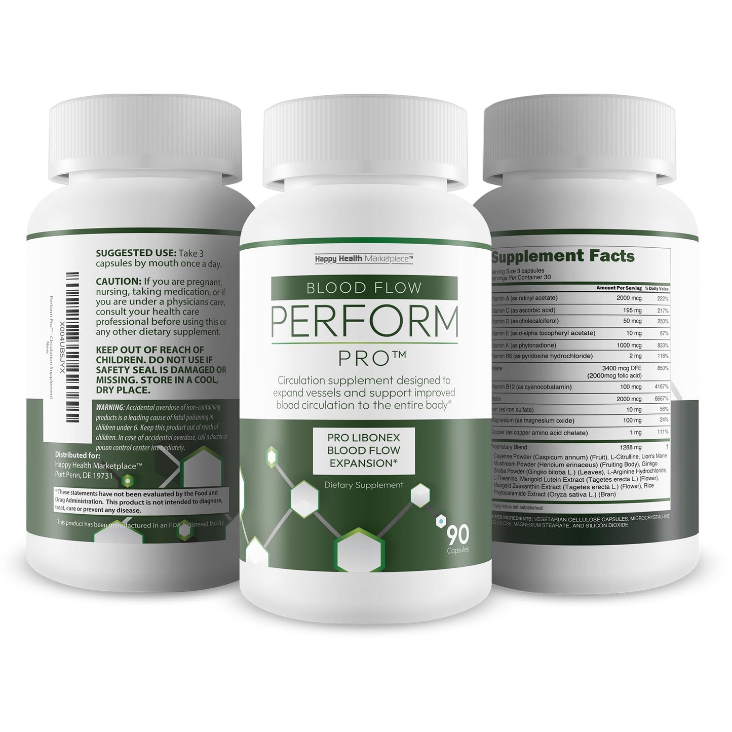 Happy Health Marketplace Perform Pro Blood Flow Booster Capsule 90 Count