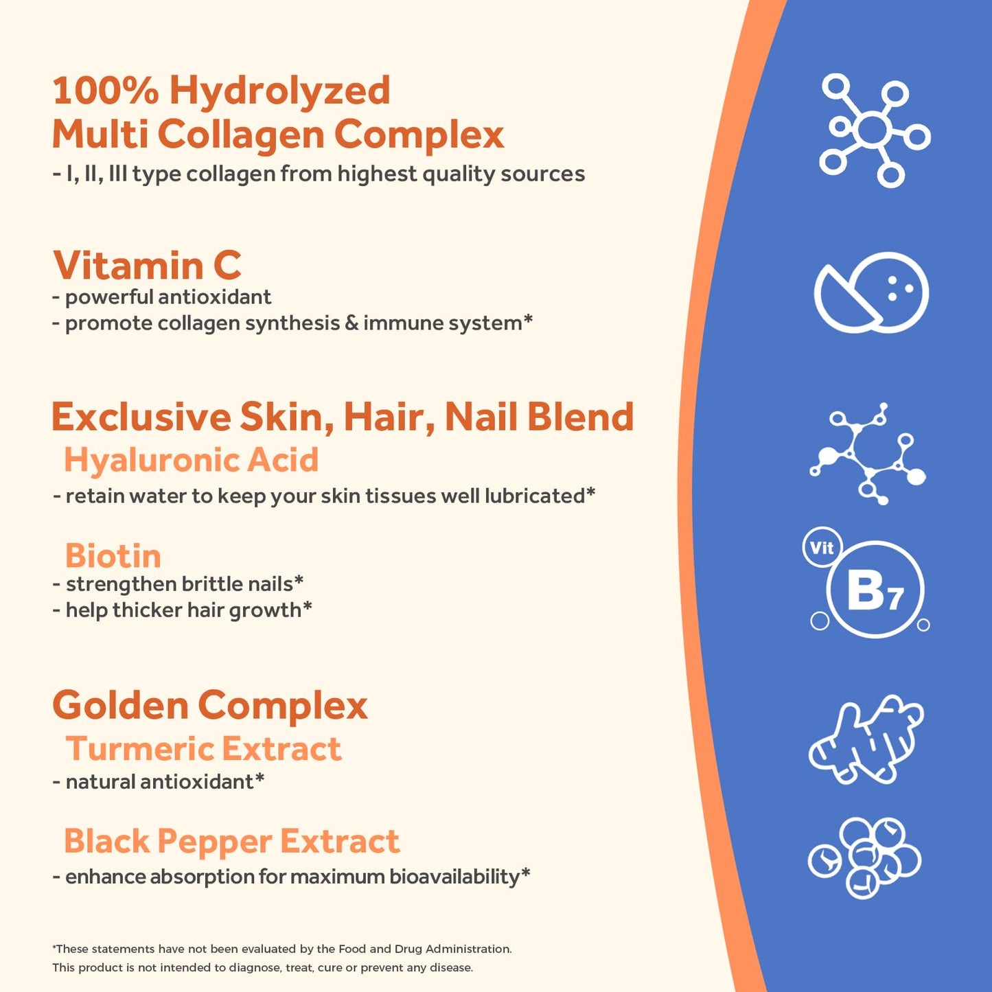Doctor's Recipes Multi Collagen Peptides with Golden Turmeric, Vitamin C, Biotin, Hyaluronic Acid & Black Pepper, Collagen Supplements for Skin, Hair, Nail, Collagen for Women and Men, 90 Capsules