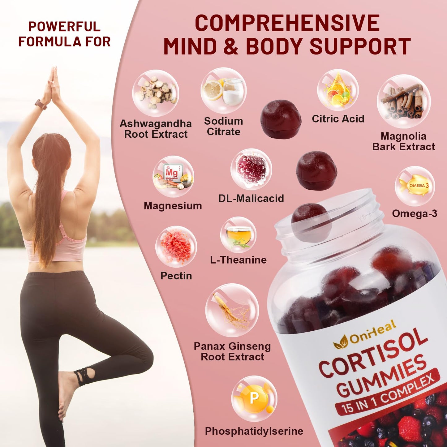 YBFQ Unisex Cortisol Gummies 60 Count