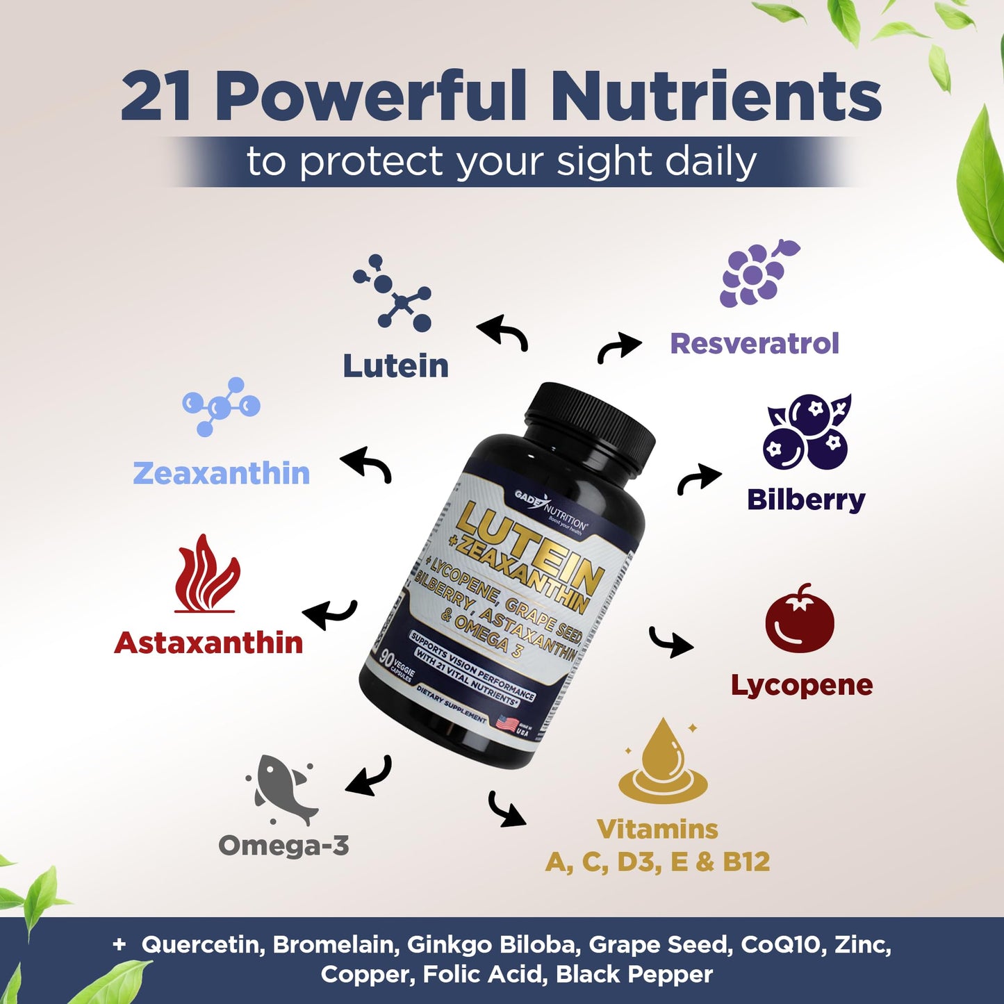 Gade Nutrition Lutein and Zeaxanthin Supplements Capsule 90 Count