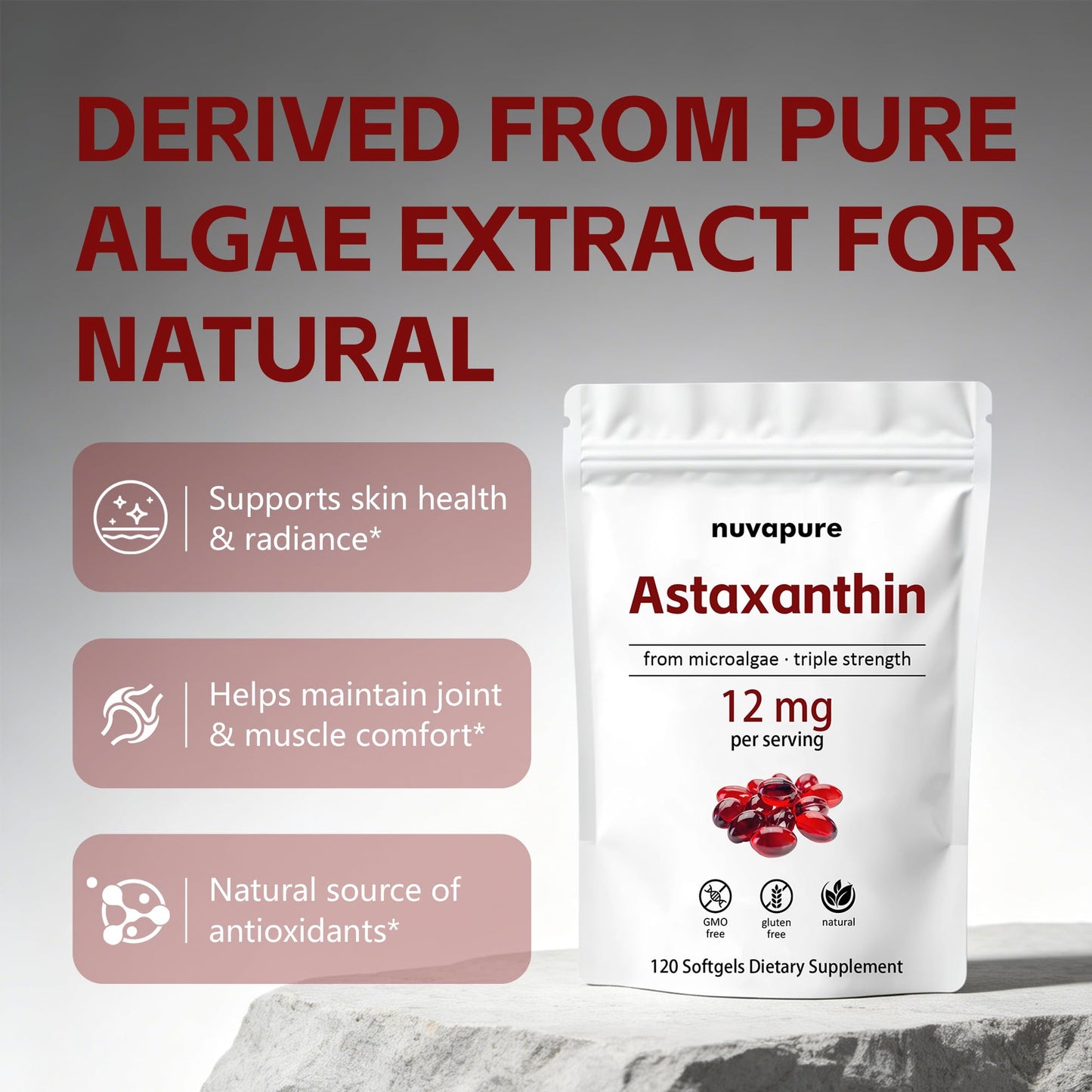 SHAPEGUARD NuvaPure Astaxanthin 12mg, 120 Softgels
