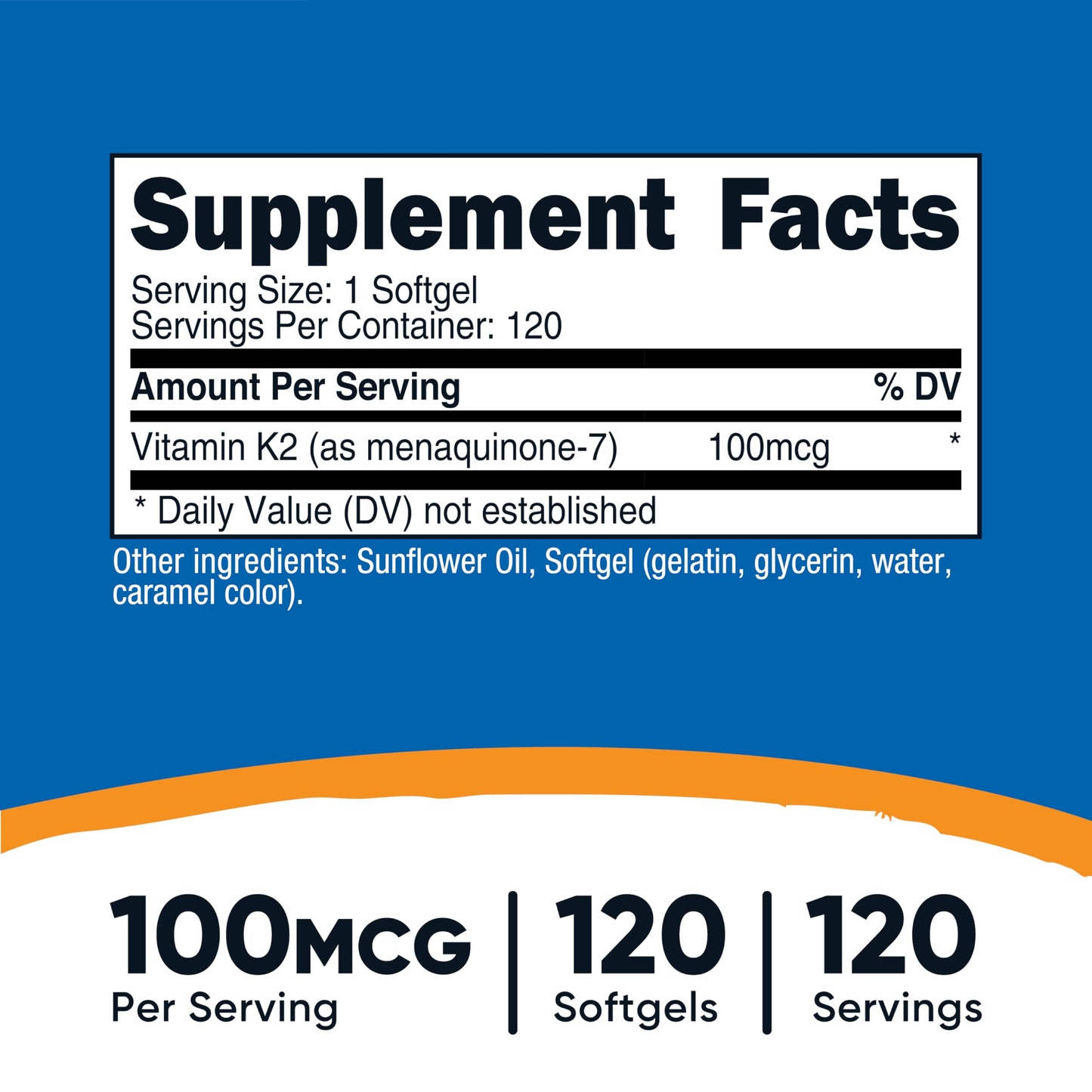 Nutricost Vitamin K2 MK-7 Supplement (100 mcg) 120 Softgels