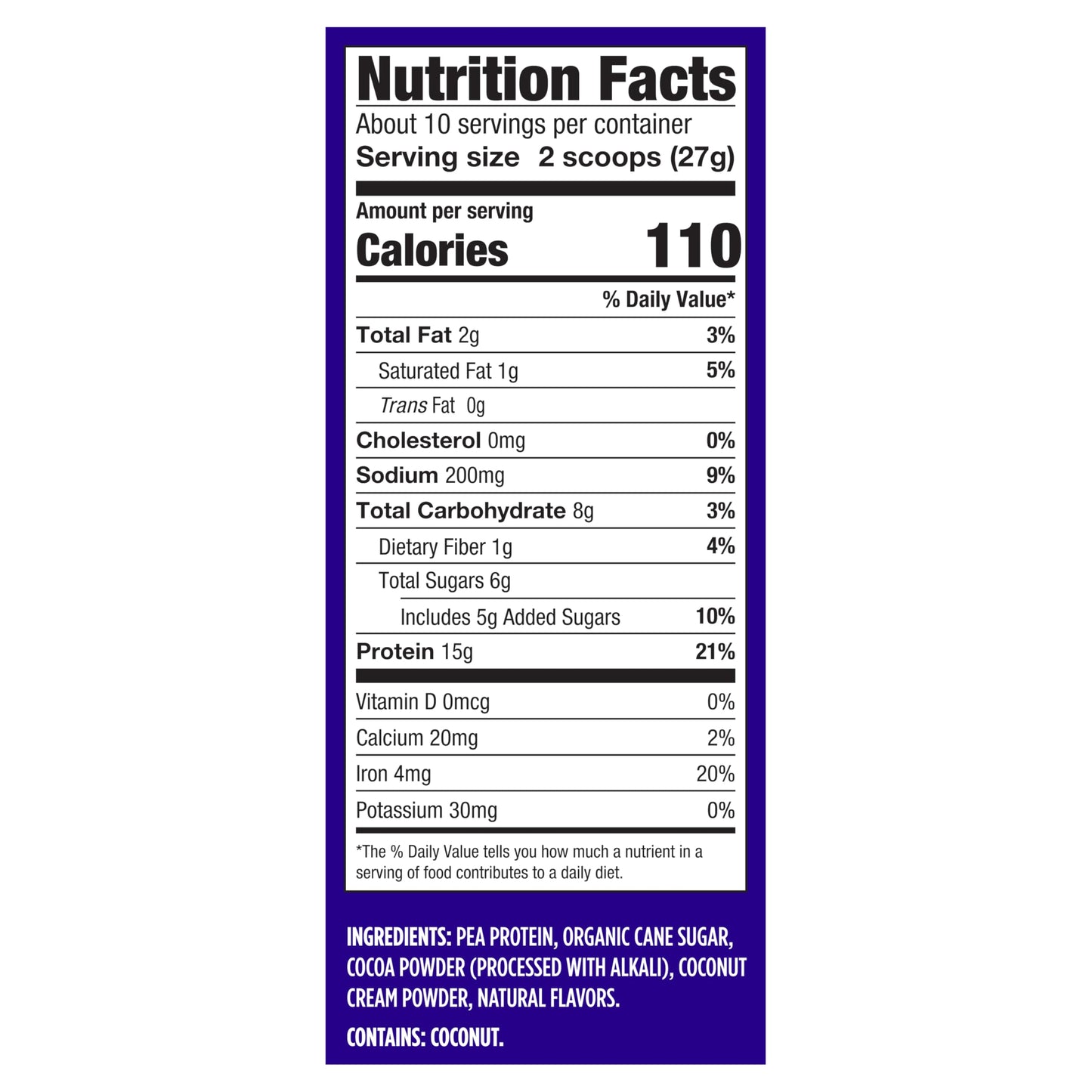 Vega Protein Made Simple 15g Plant-Based Pea Protein Powder, Chocolate, 9.6 oz