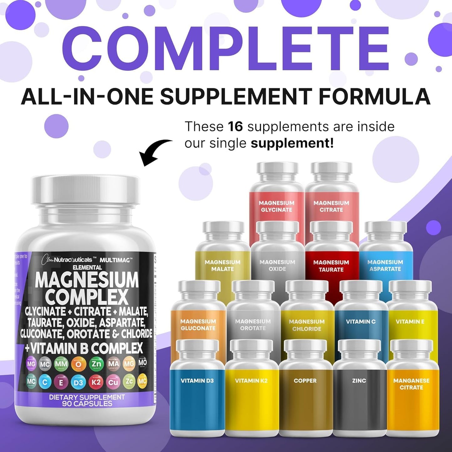 Clean Nutraceuticals Magnesium Complex Capsules, 90 Count (Pack of 2)