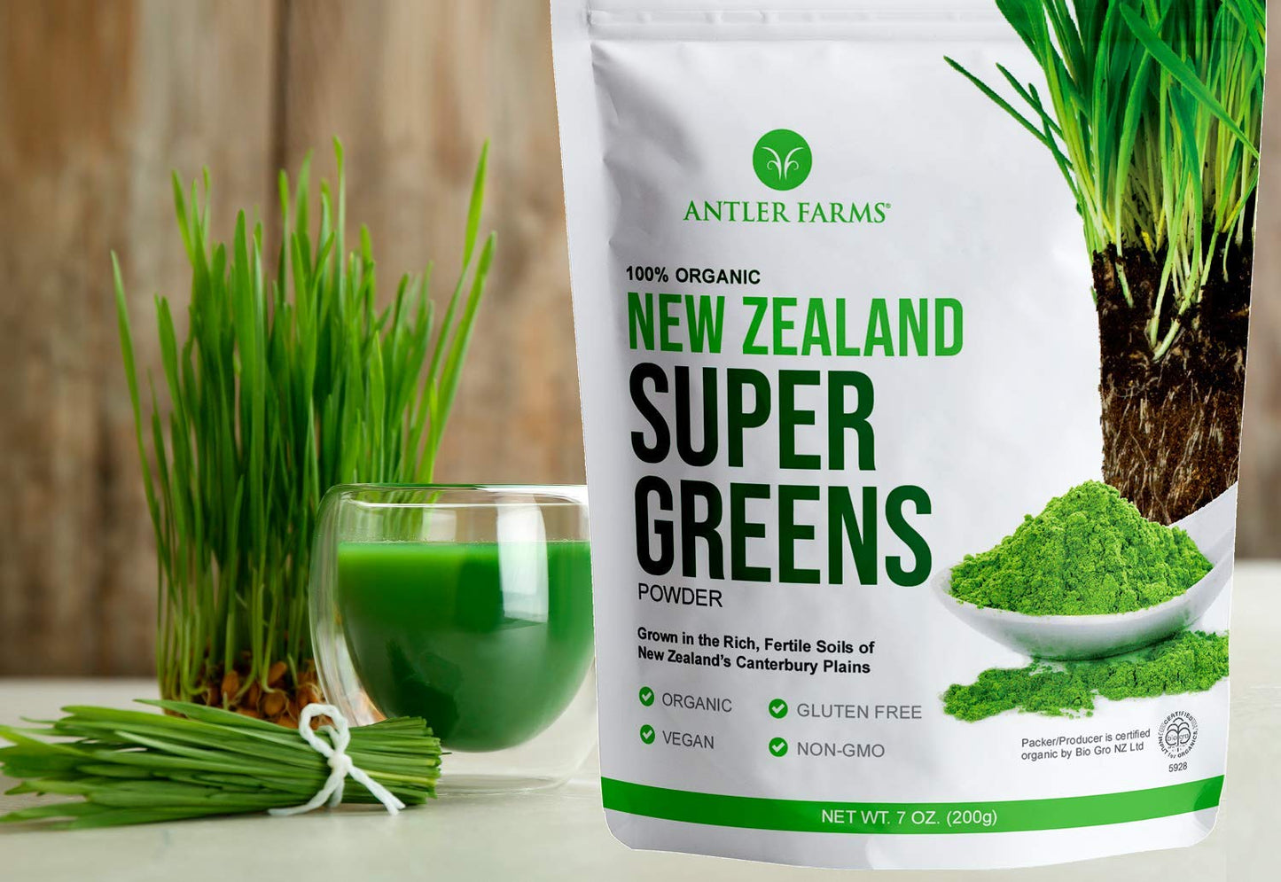 Antler Farms Organic New Zealand Super Greens Powder, 7 oz