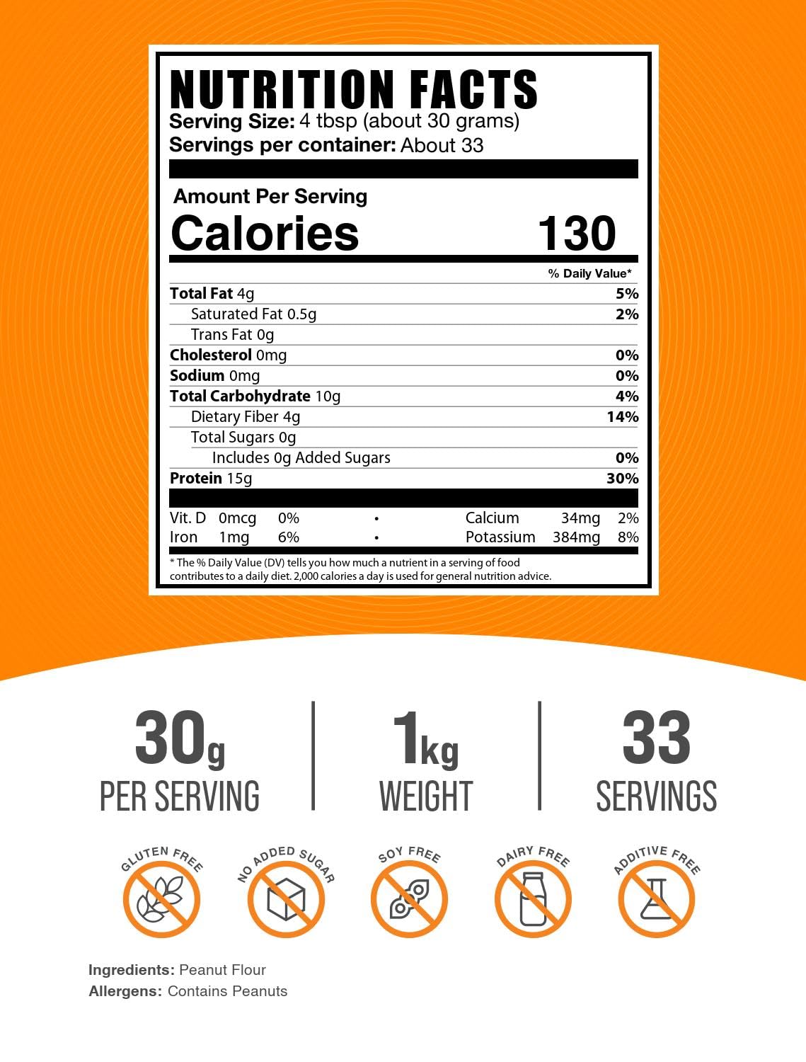 BulkSupplements Peanut Protein Powder 35.274 oz