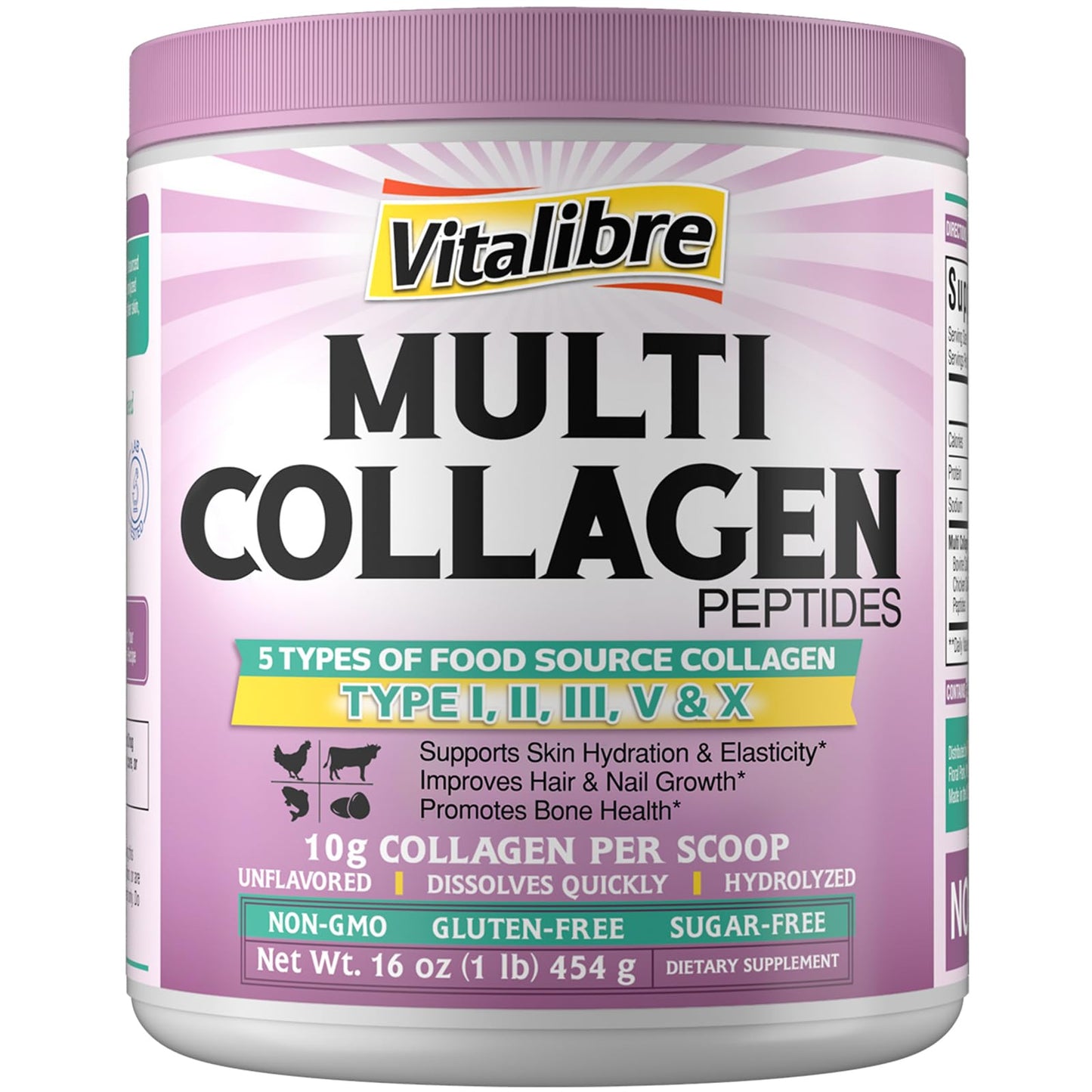 Vitalibre Multi Collagen Peptides Powder 16oz