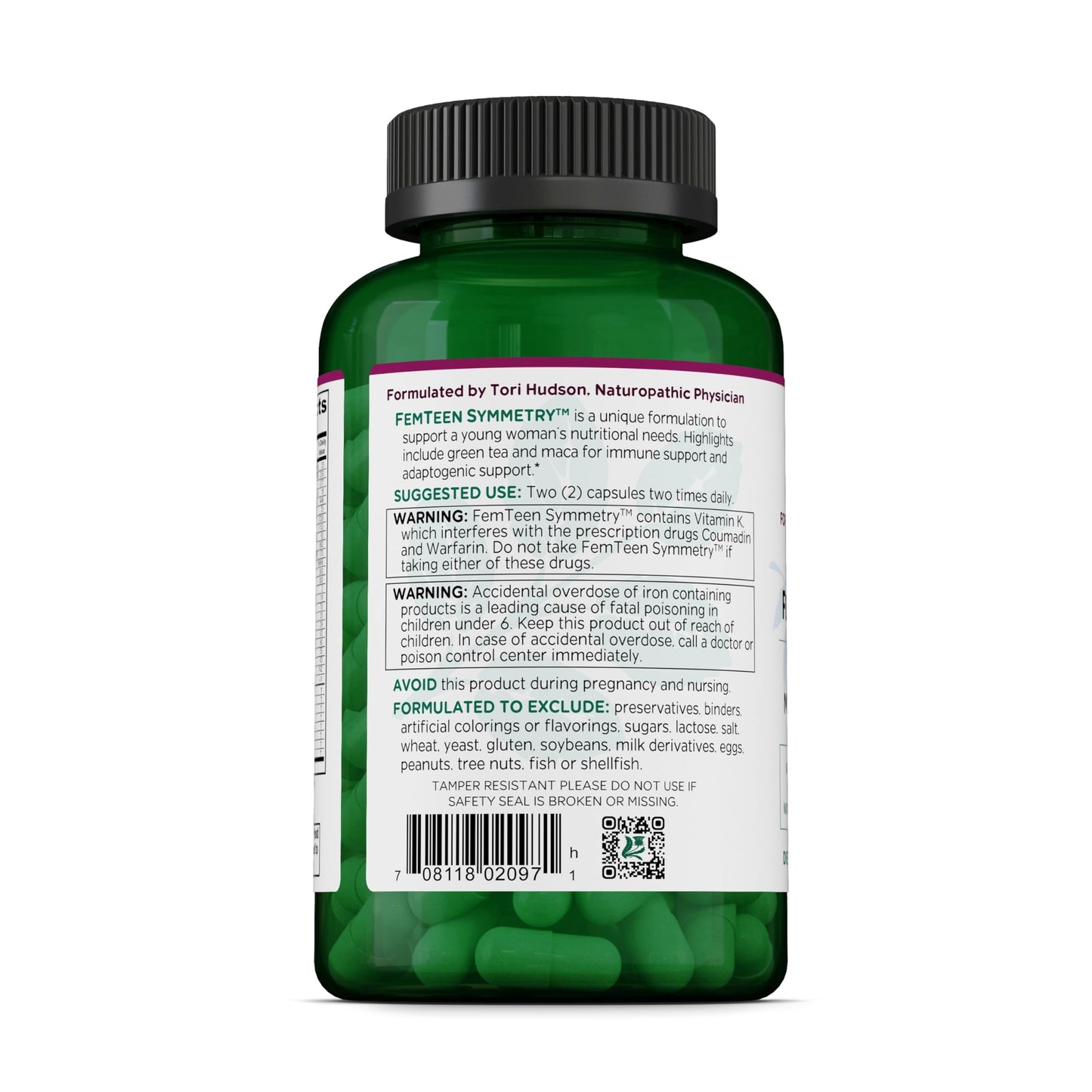 Vitanica FemTeen Symmetry Multivitamin Mineral Supplement with Green Tea for Teenagers Antioxidant, Immune, & Reproductive System Support with Lutein & Lycopene Vegan Capsules 120 Capsules