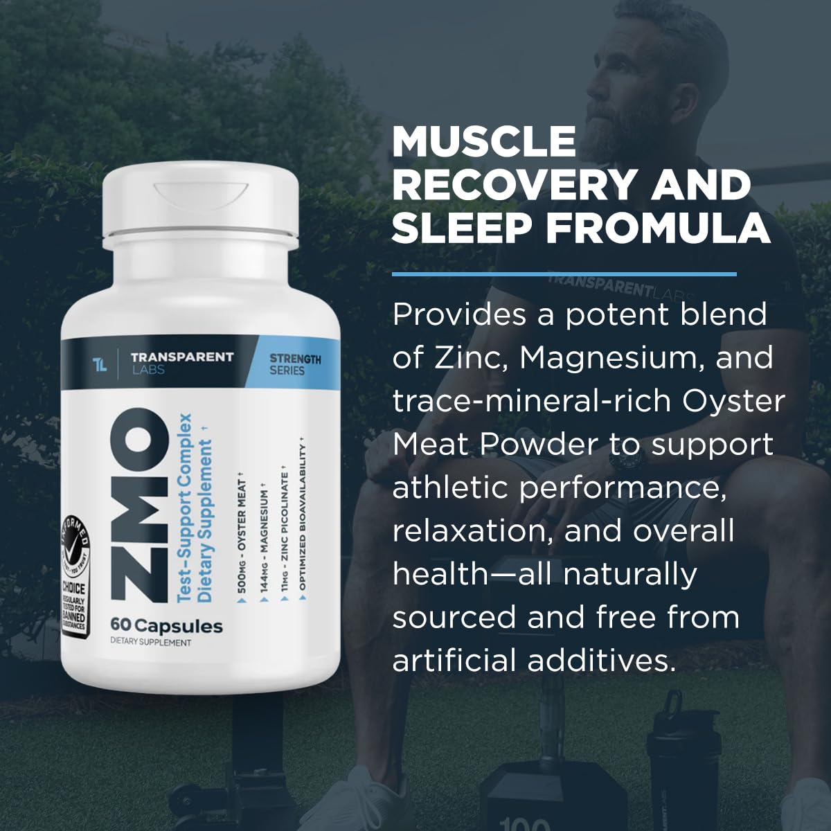 Transparent Labs ZMO Muscle Builder for Men & Women with Zinc, Magnesium Glycinate, & Oyster Powder for Muscle Recovery Capsule 60 Count