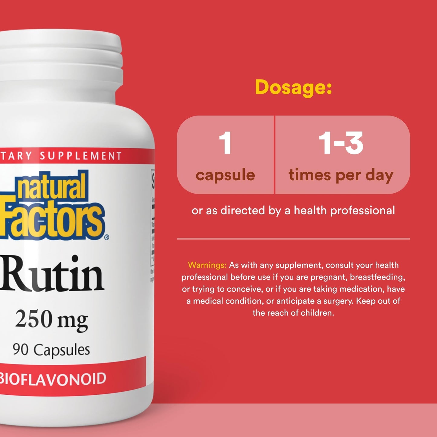 Natural Factors Rutin 250mg, A Citrus Bioflavinoid Capsules, 90 Capsules