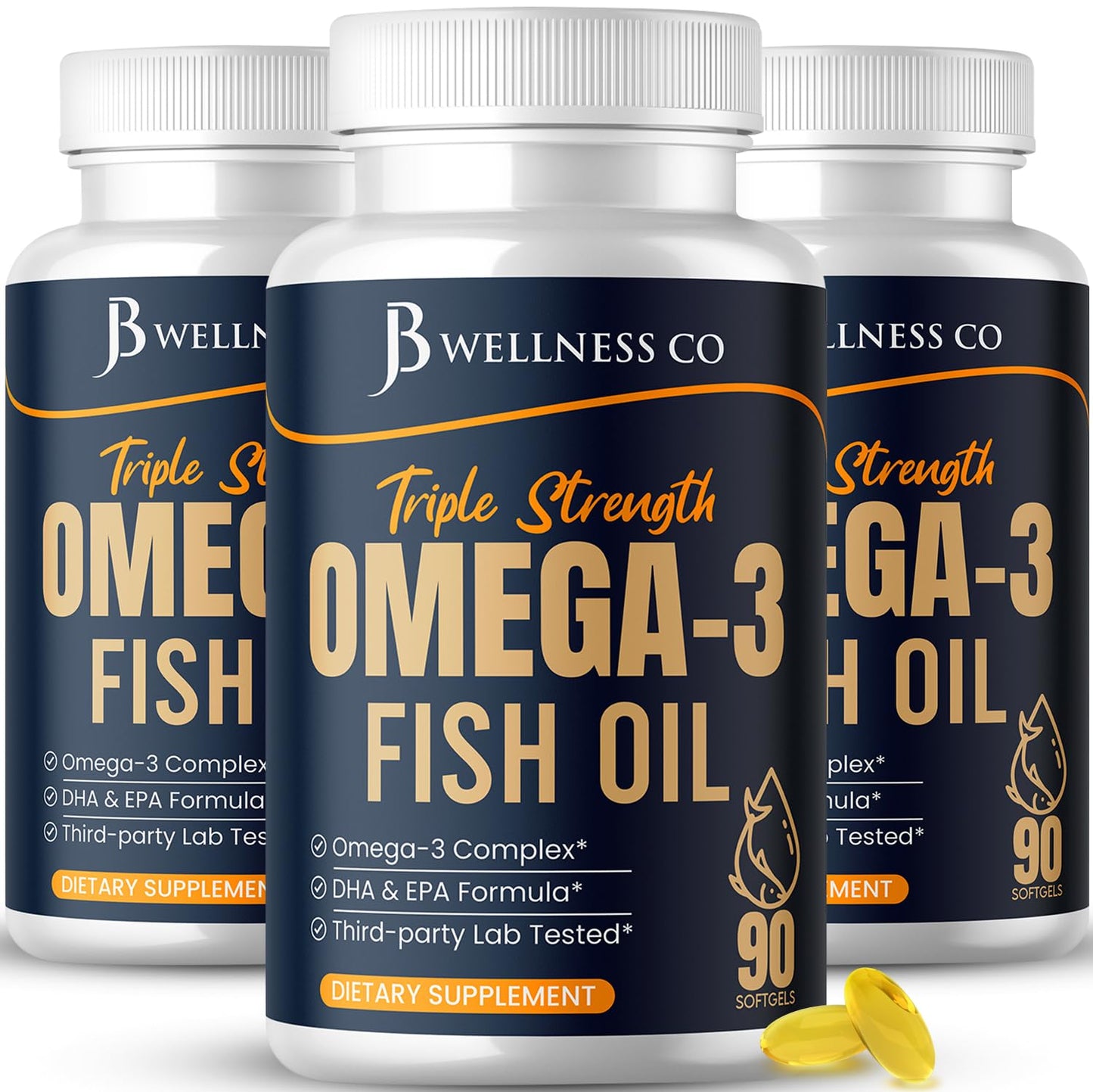 JB Wellness Co Triple Strength Omega-3 Fish Oil Capsules, 270 Count