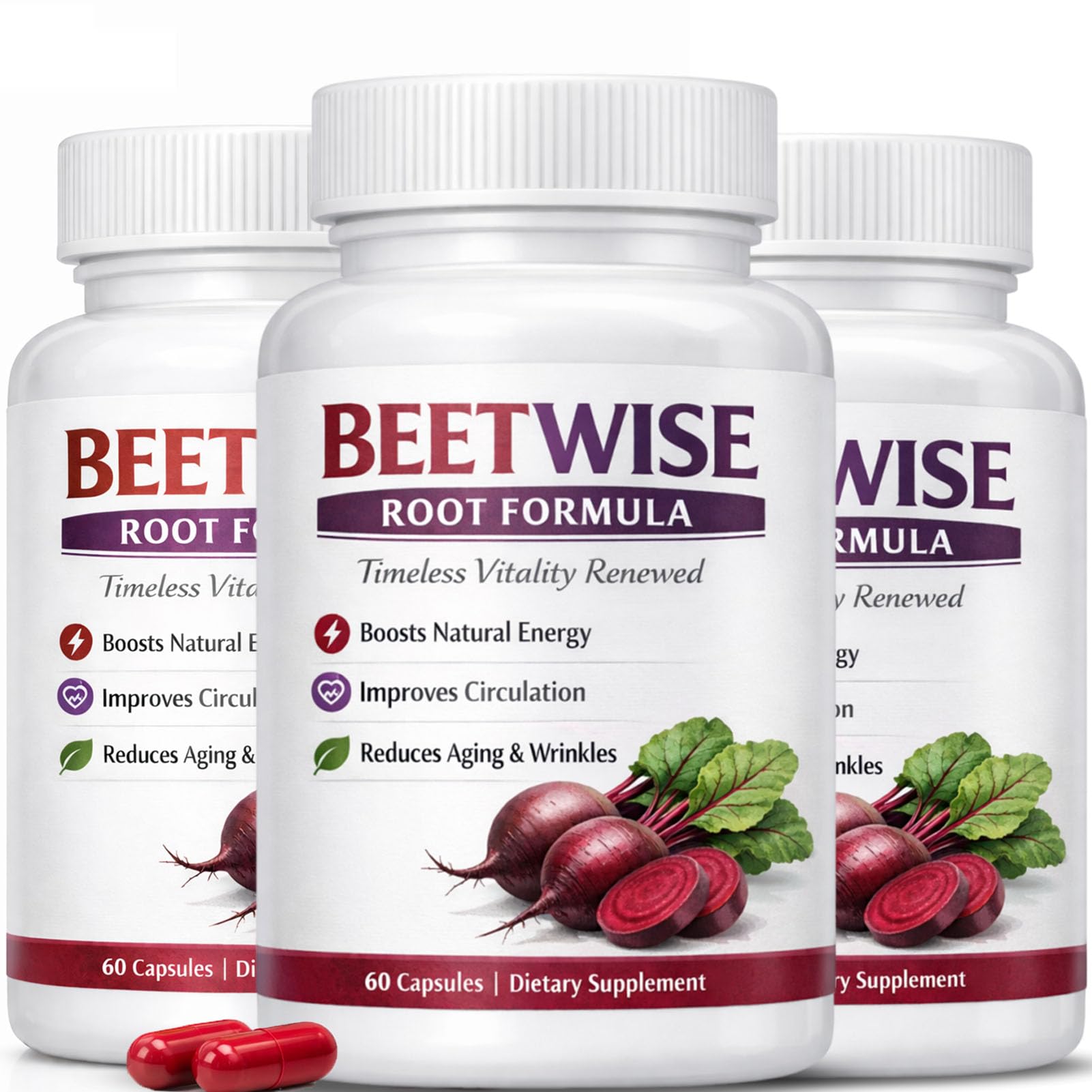 BEETWISE Root Formula Beet Root Capsules, 60 Count