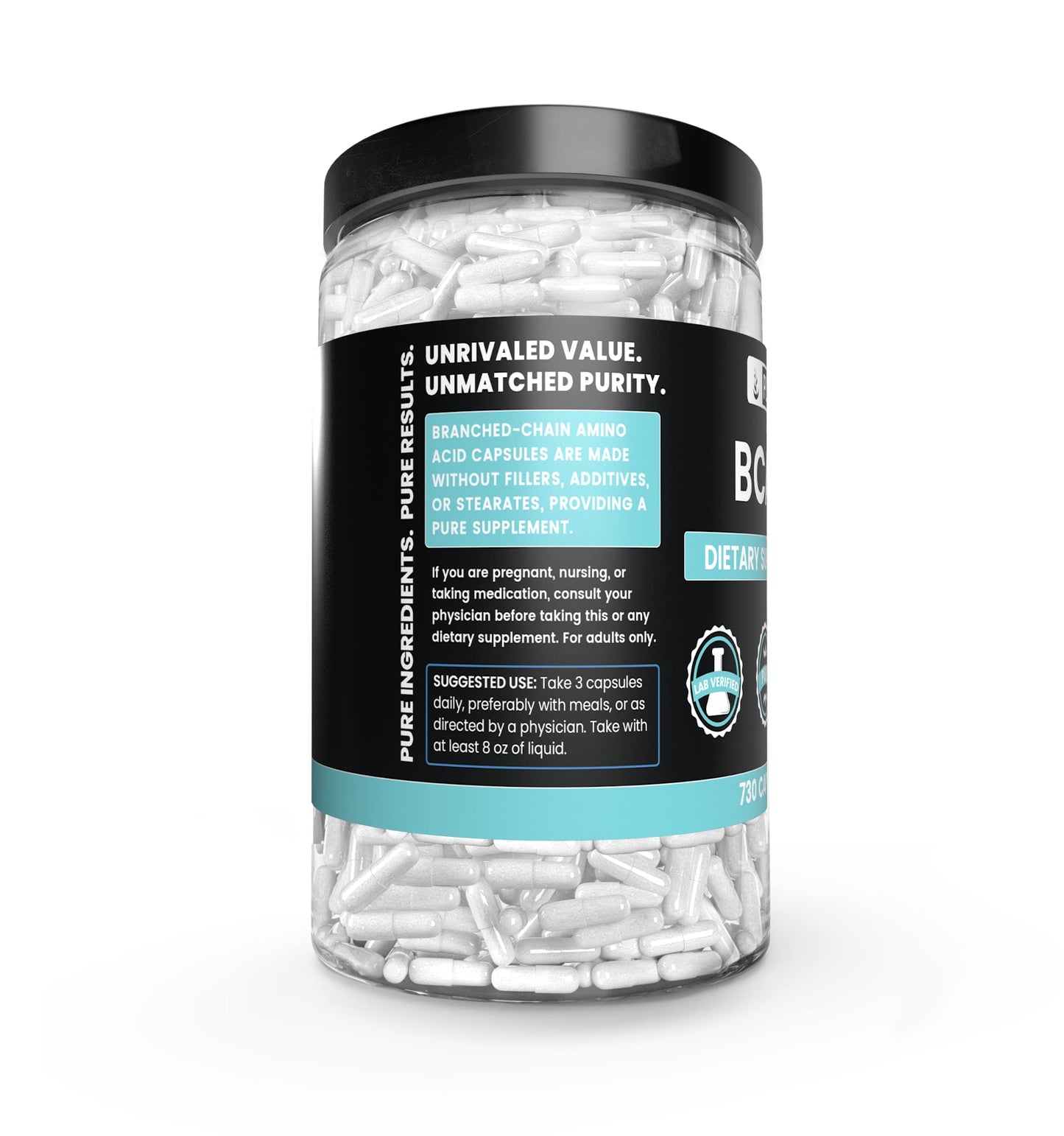 Pure Original Ingredients Creatine Monohydrate, BCAA, & L-Glutamine Capsules Bundle, 730 Capsules