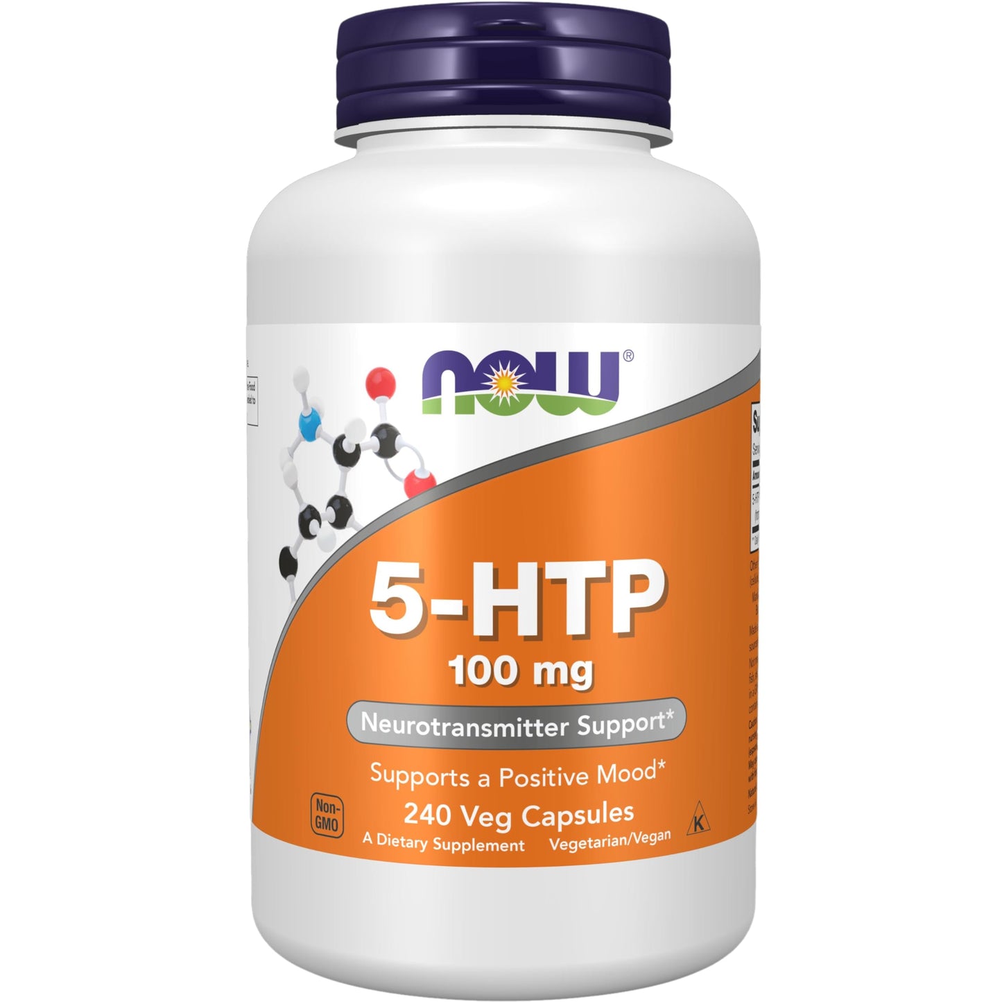 NOW Foods 5-HTP (5-hydroxytryptophan) 100 mg Veg Capsules, 240 Count