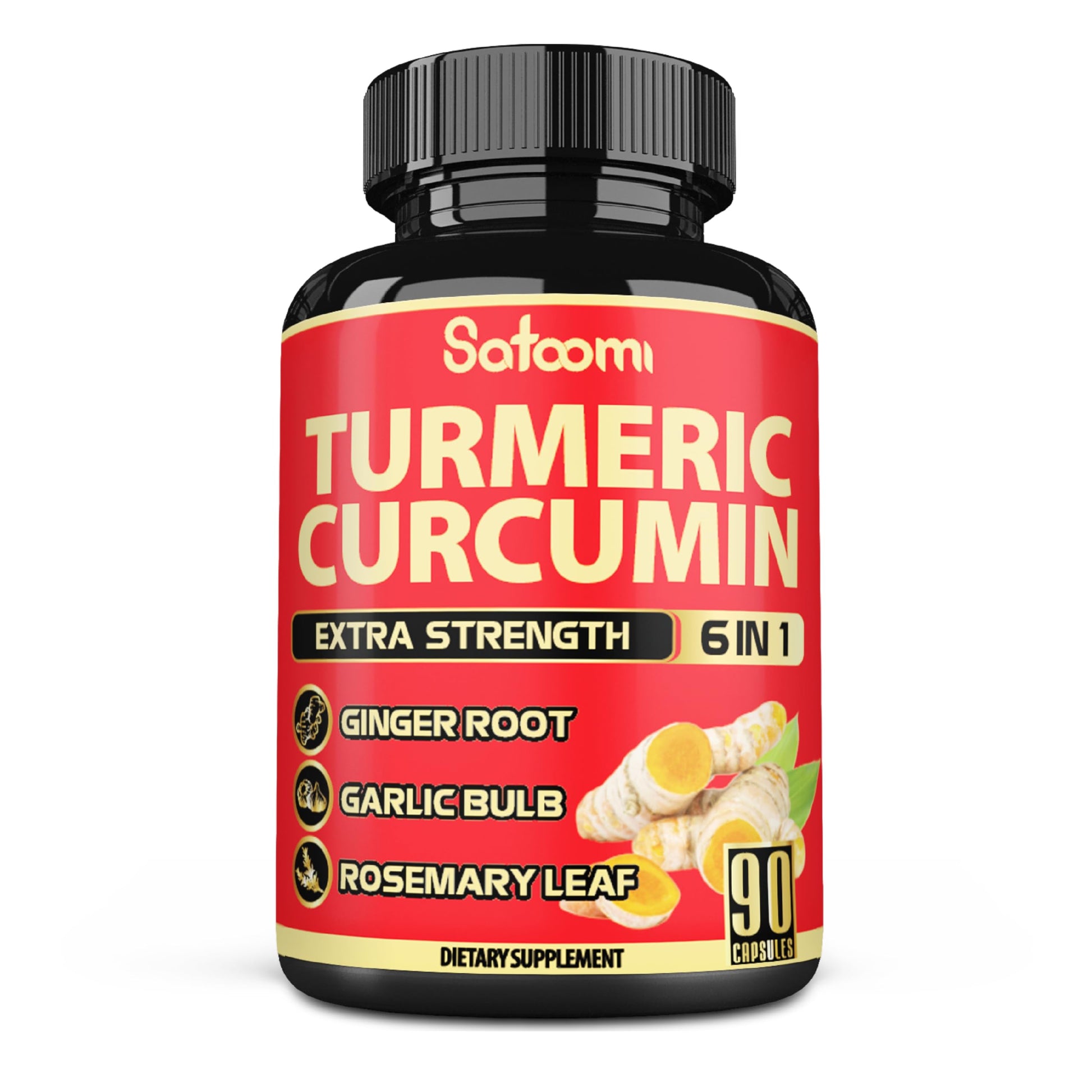 Satoomi 6in1 Turmeric Curcumin Supplement Capsules, 90 Capsules