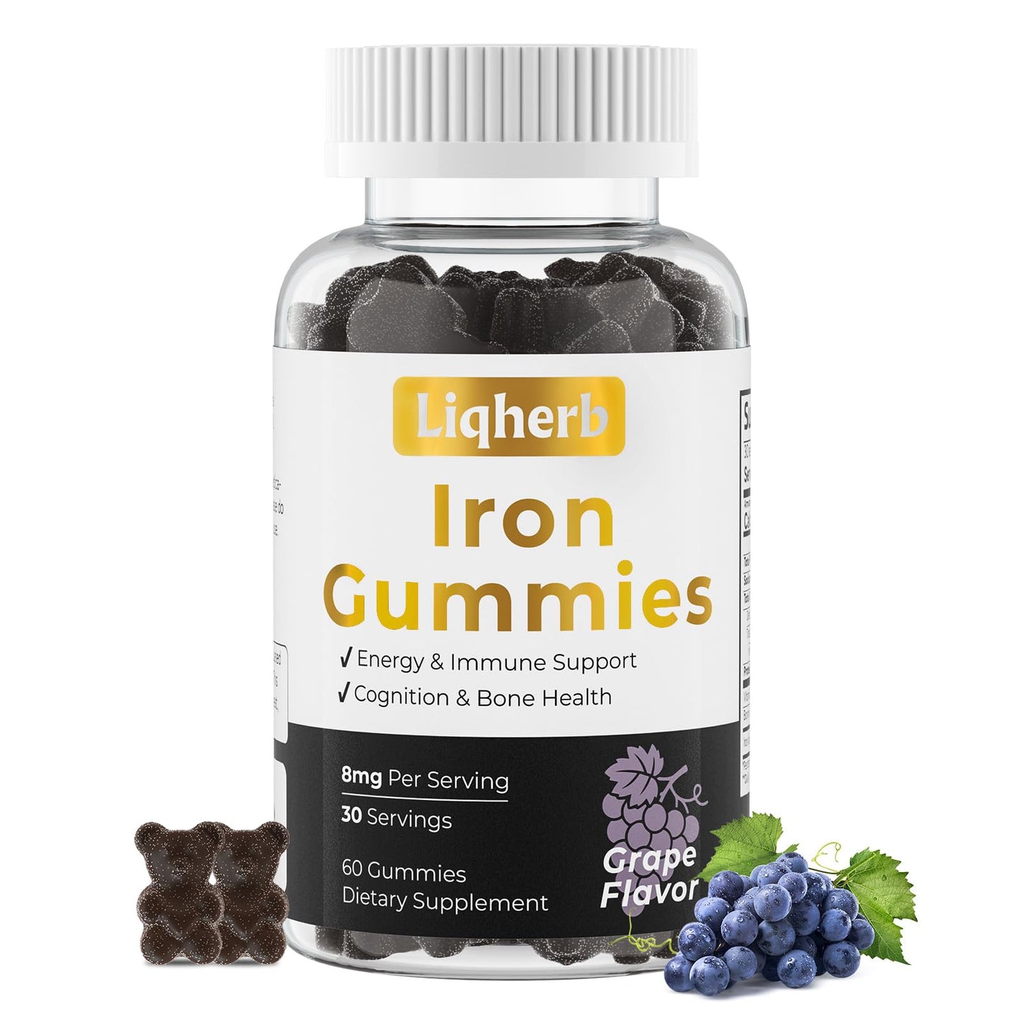 Liqherb Iron Gummies with Vitamin C & Boron, 60 Gummies