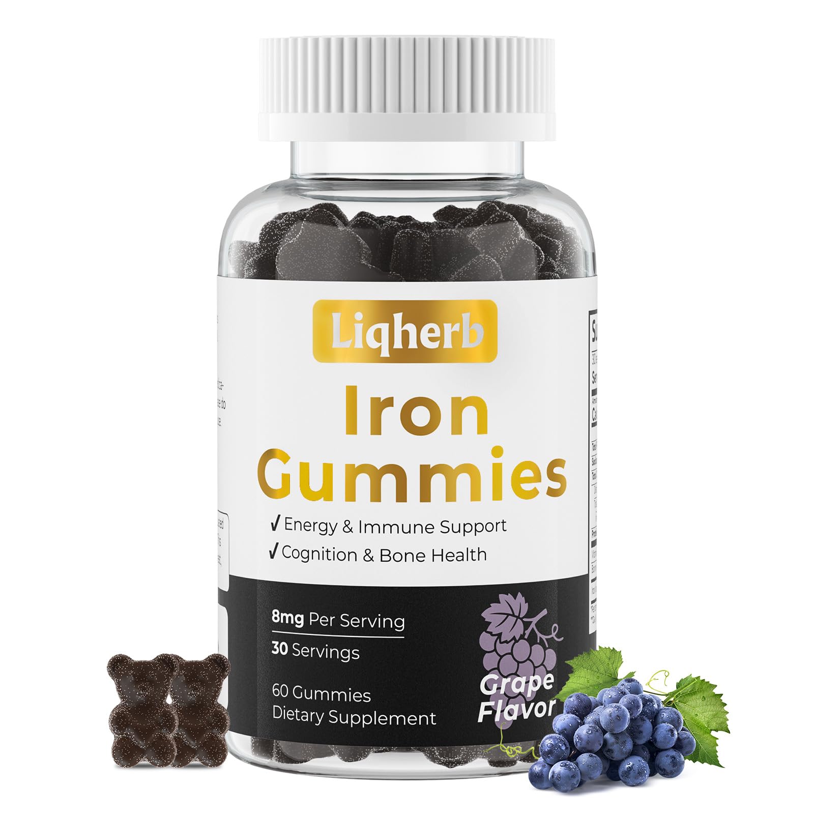 Liqherb Iron Gummies with Vitamin C & Boron, 60 Gummies