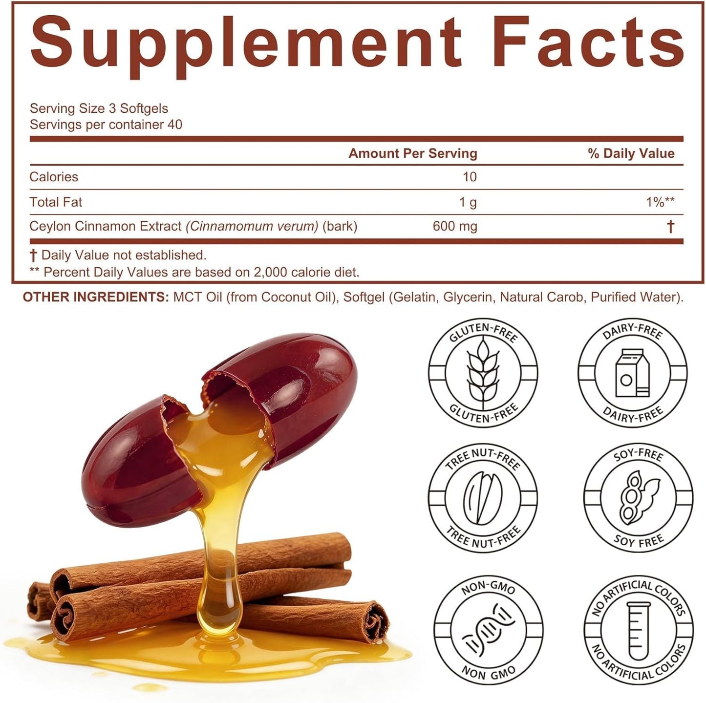 laraspi Ceylon Cinnamon SoftGels with MCT Oil 240 Capsules