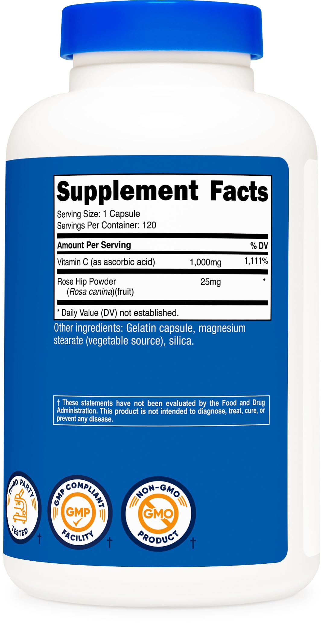 Nutricost Vitamin C with Rose Hips 1025mg, 120 Capsules