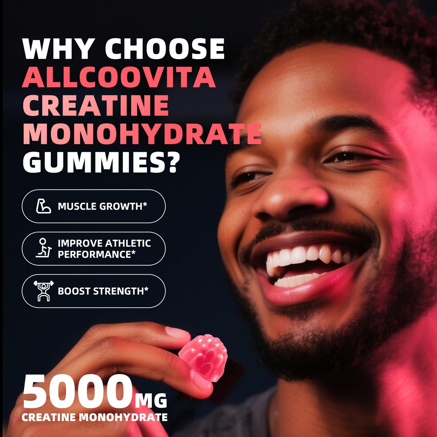Allcoovita Creatine Monohydrate Gummies 135 Count