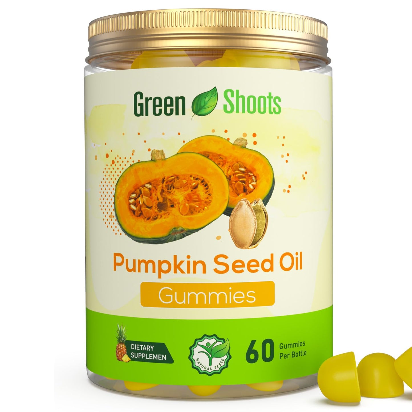 Greenshoots Pumpkin Seed Oil Gummies for Adults with Zinc & Vitamin E, 60 Gummies