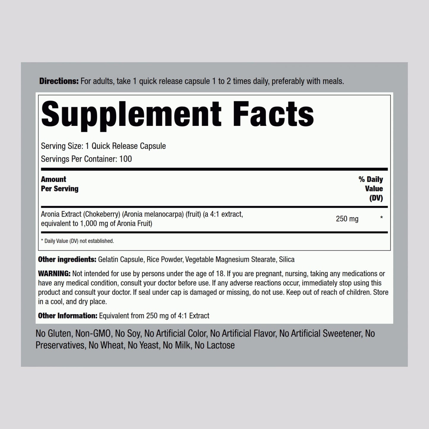 Piping Rock Aronia Berry 100 Capsules