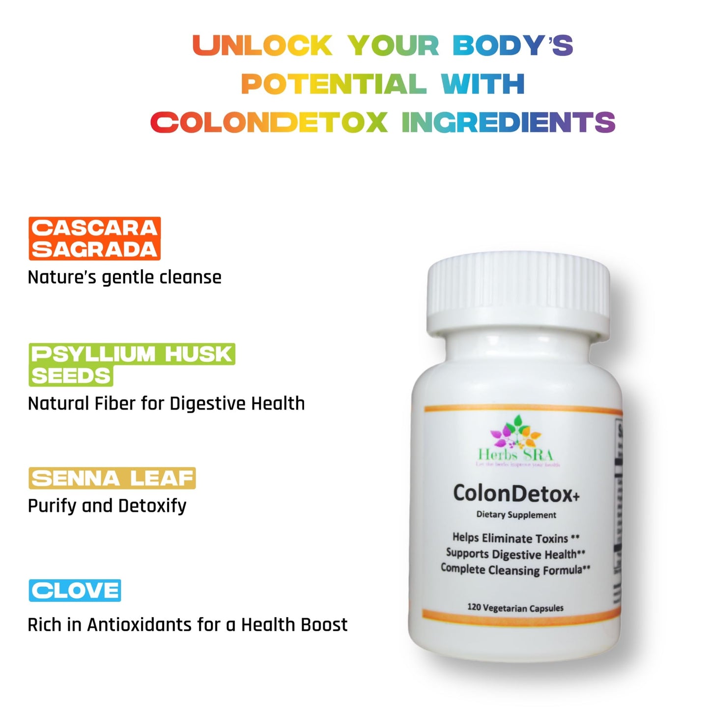 Herbs SRA ColonDetox+ Dietary Supplement Capsules, 120 Count