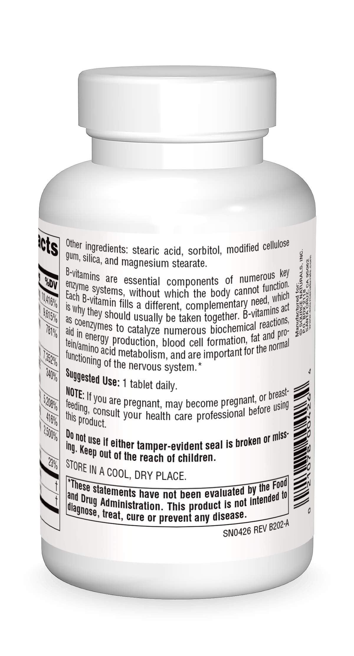 Source Naturals B-125 125 mg B-Vitamins for Energy Production Support, 90 Tablets